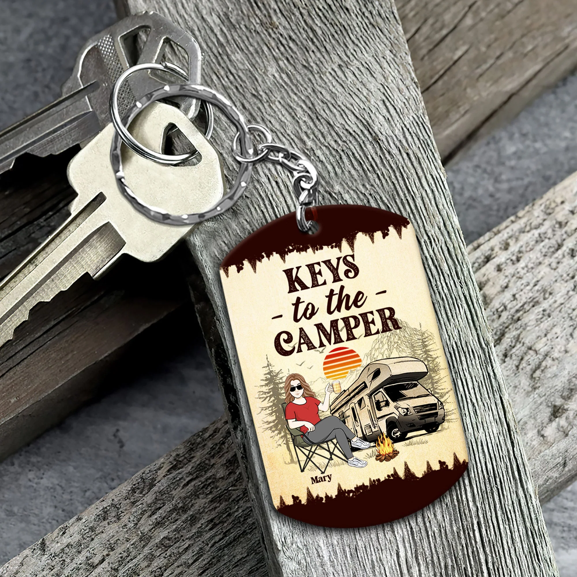 Keys To The Camper For Wander Woman - Personalized Keychain - Image 3