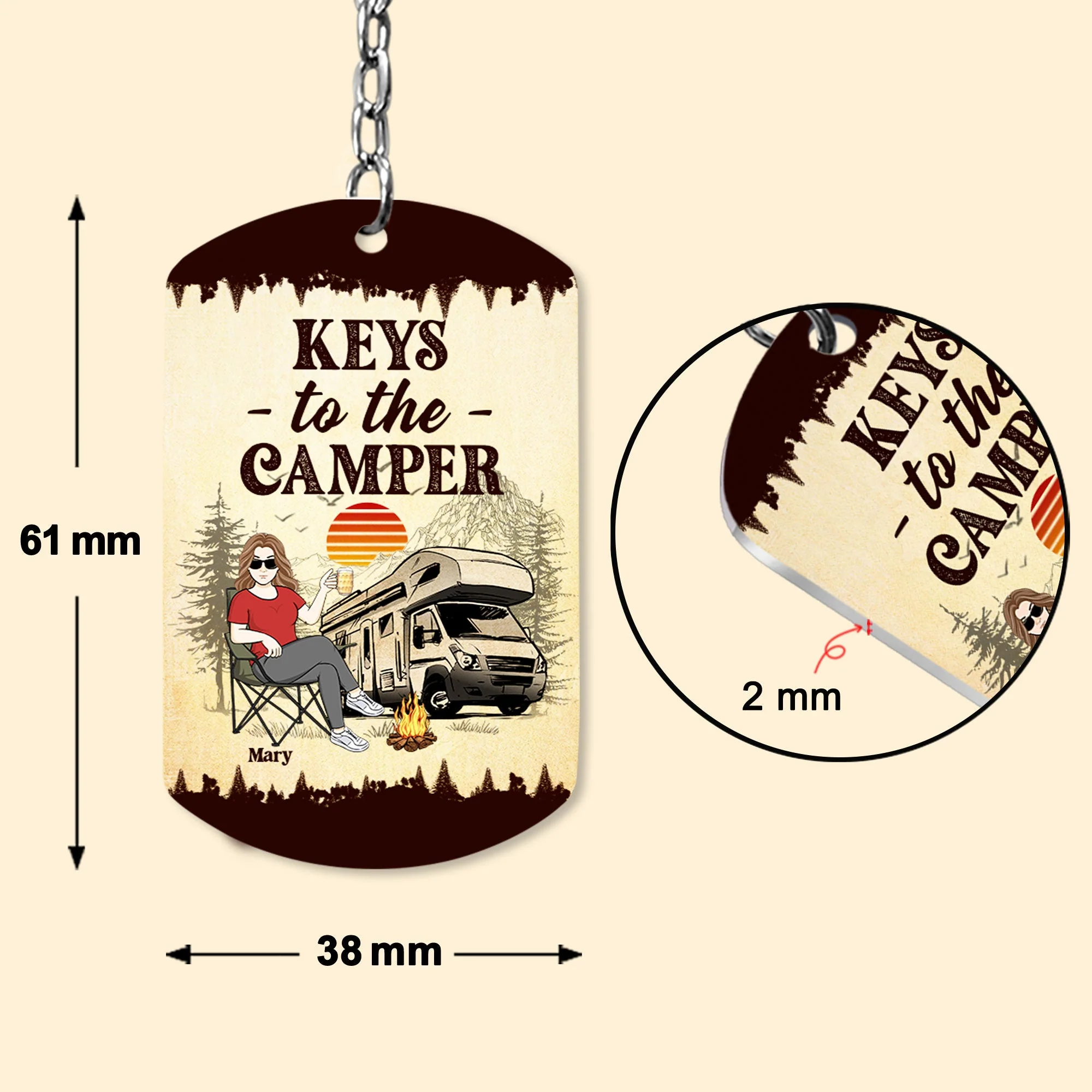 Keys To The Camper For Wander Woman - Personalized Keychain - Image 4