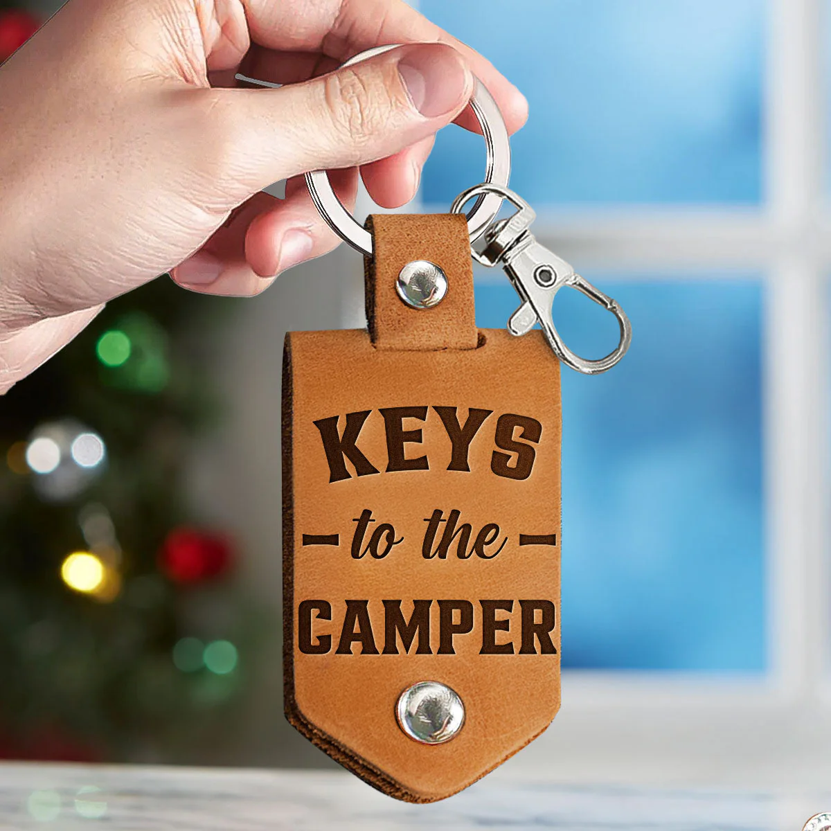 Keys To The Camper - Personalized Leather Photo Keychain - Image 2