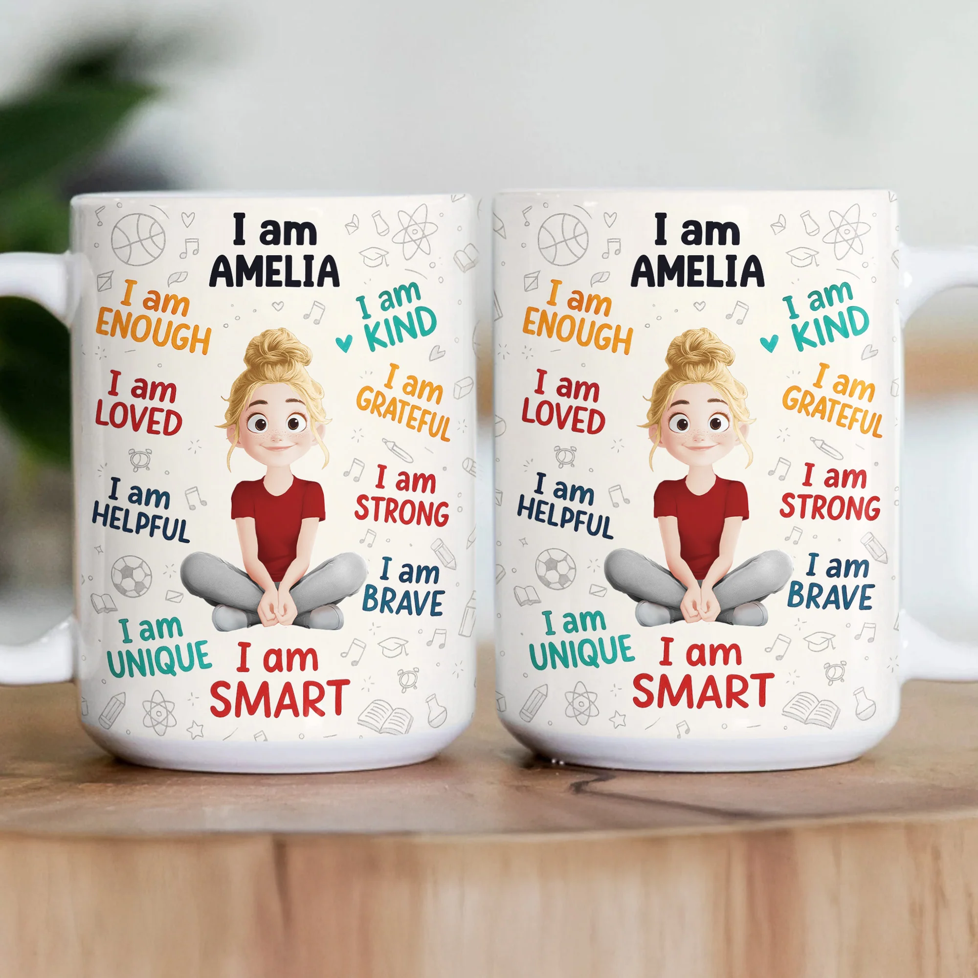Kid Affirmation Cute Cartoon - Personalized Mug - Image 3