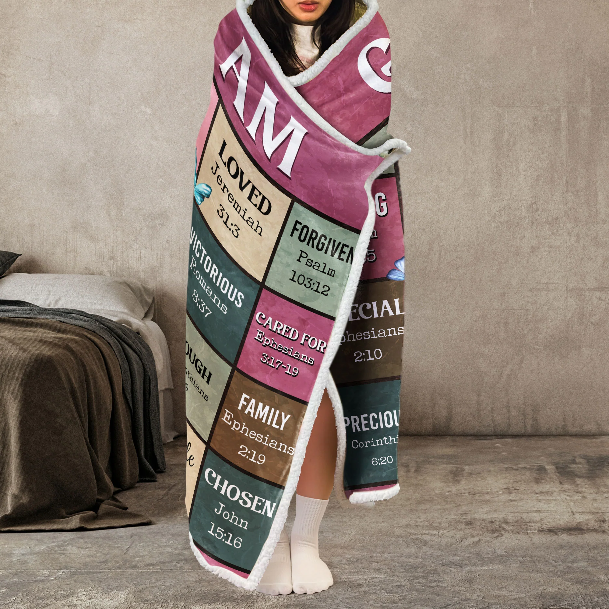 Kid Affirmation God Says I Am - Personalized Photo Wearable Blanket Hoodie - Image 4