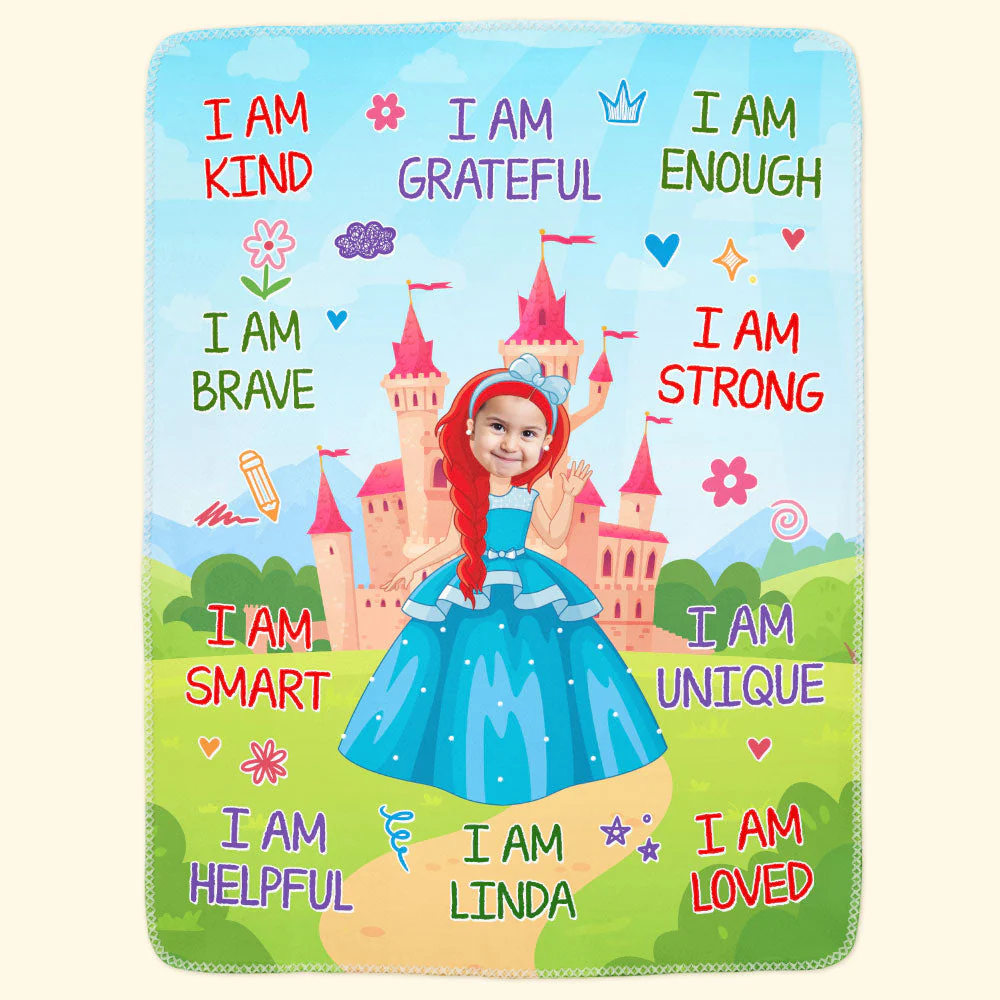Kid Affirmations I Am Kind Fairytale - Personalized Kid Photo Blanket - Image 5