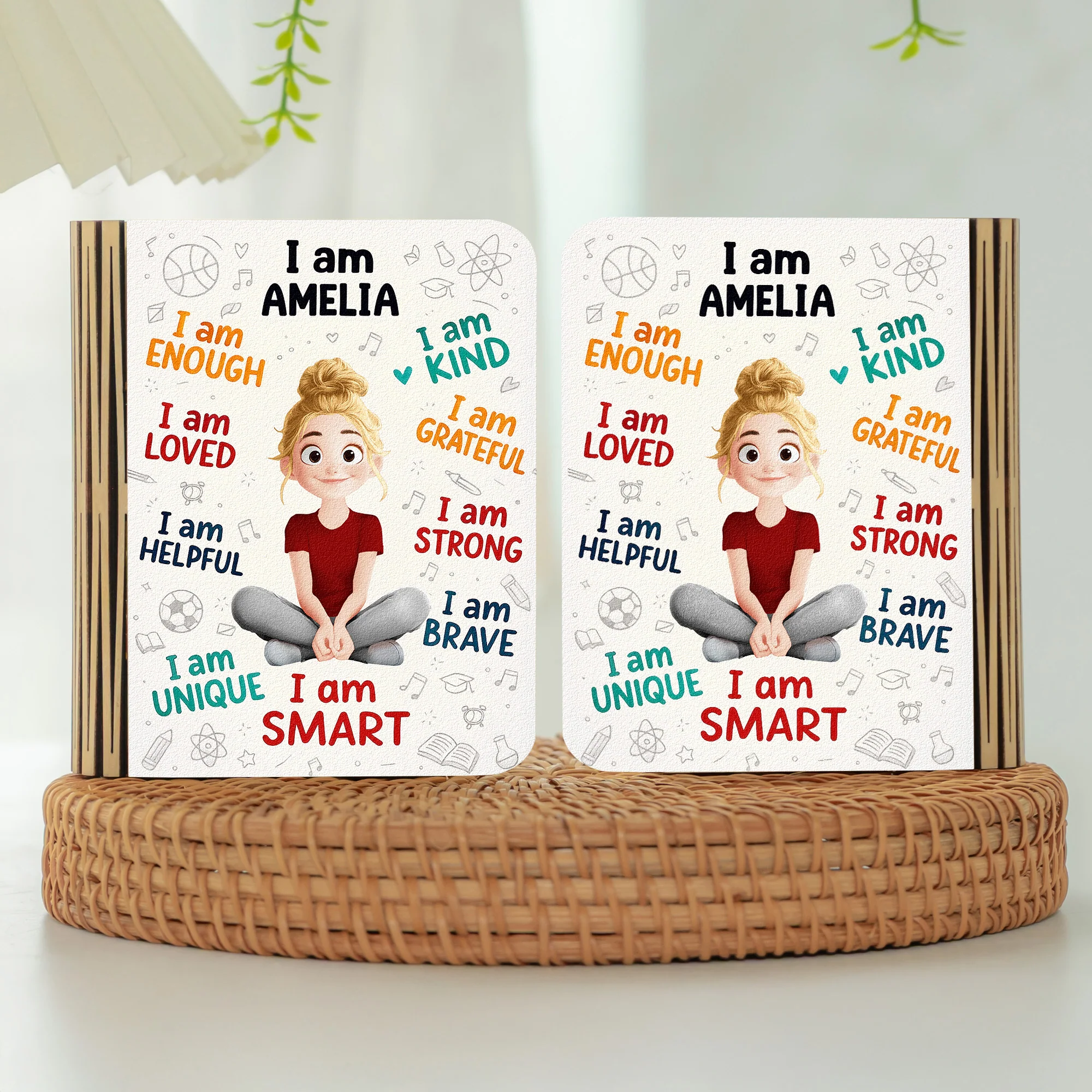 Kid Affirmations I Am Kind - Personalized Book Lamp - Image 2
