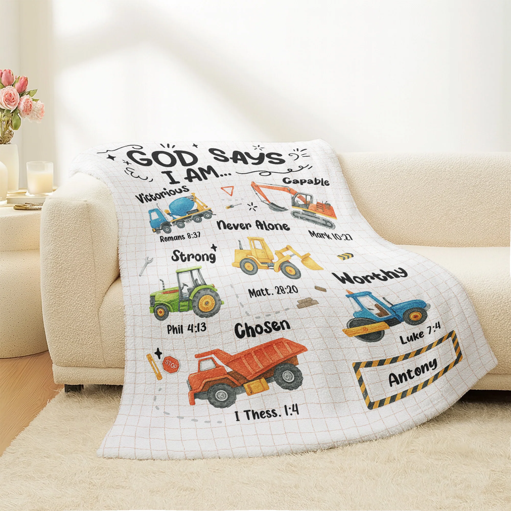 Kid God Says I Am - Personalized Blanket - Image 4