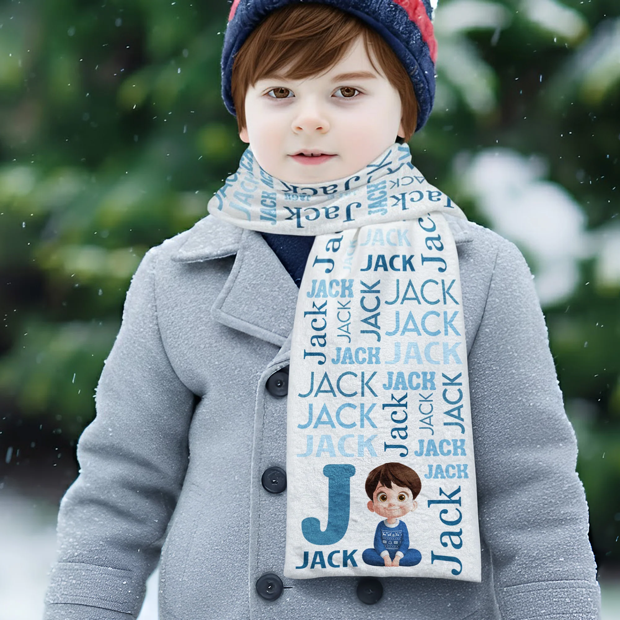 Kid Name Pattern - Personalized Kid's Fleece Scarf - Image 2