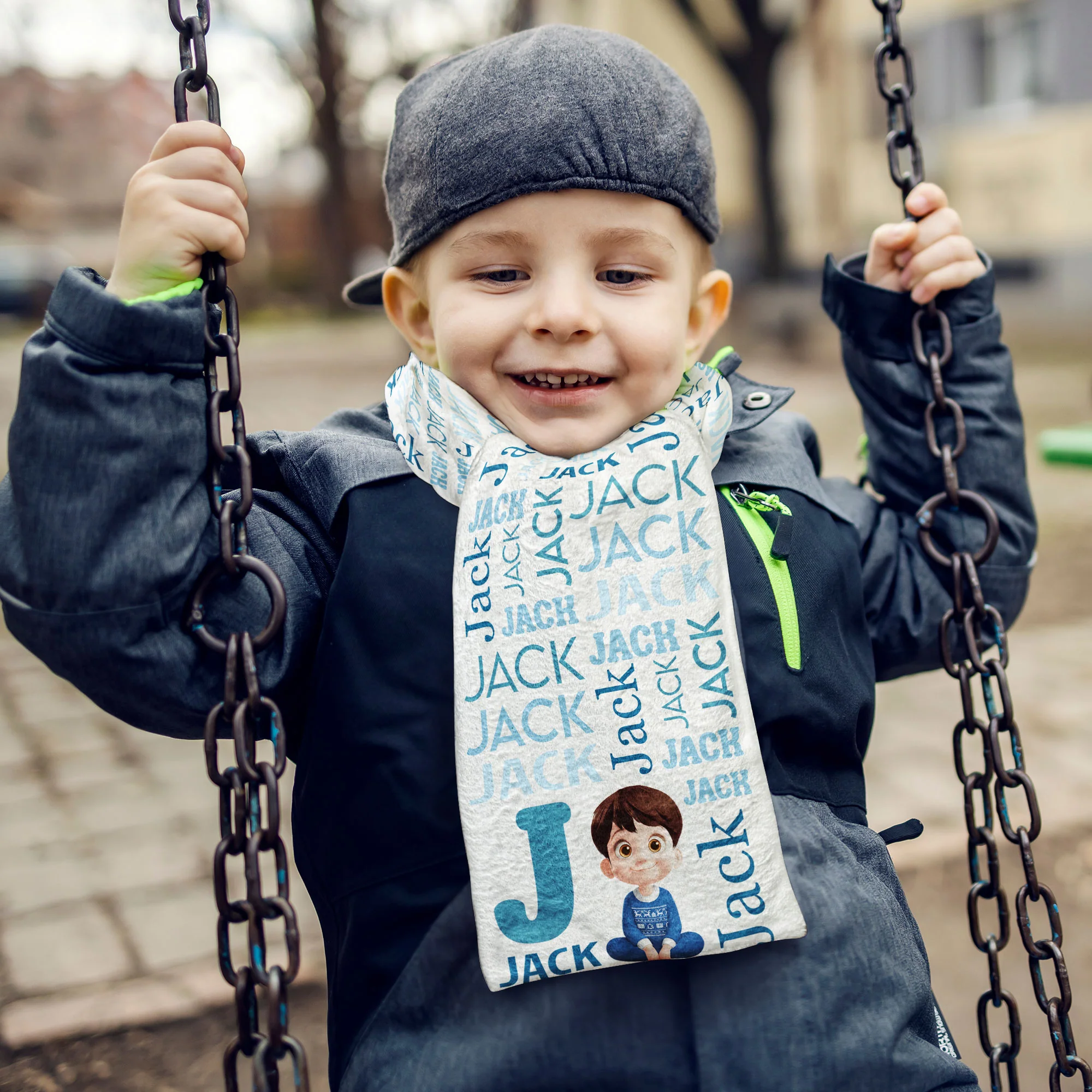 Kid Name Pattern - Personalized Kid's Fleece Scarf - Image 4