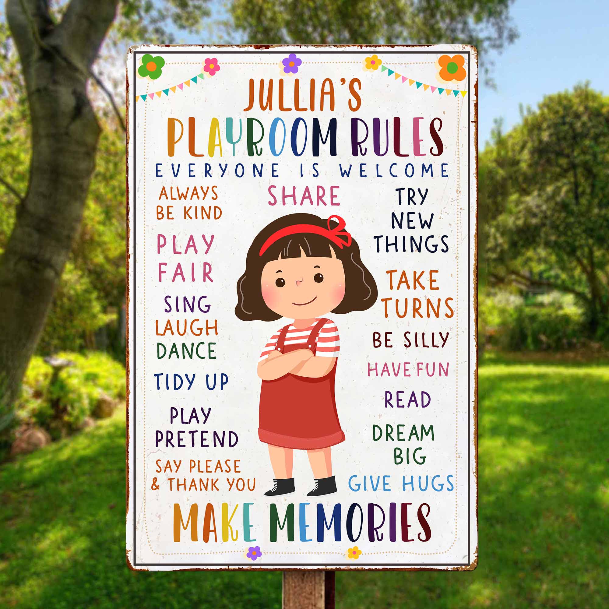 Kid Playroom Rules - Personalized Metal Sign - Image 2
