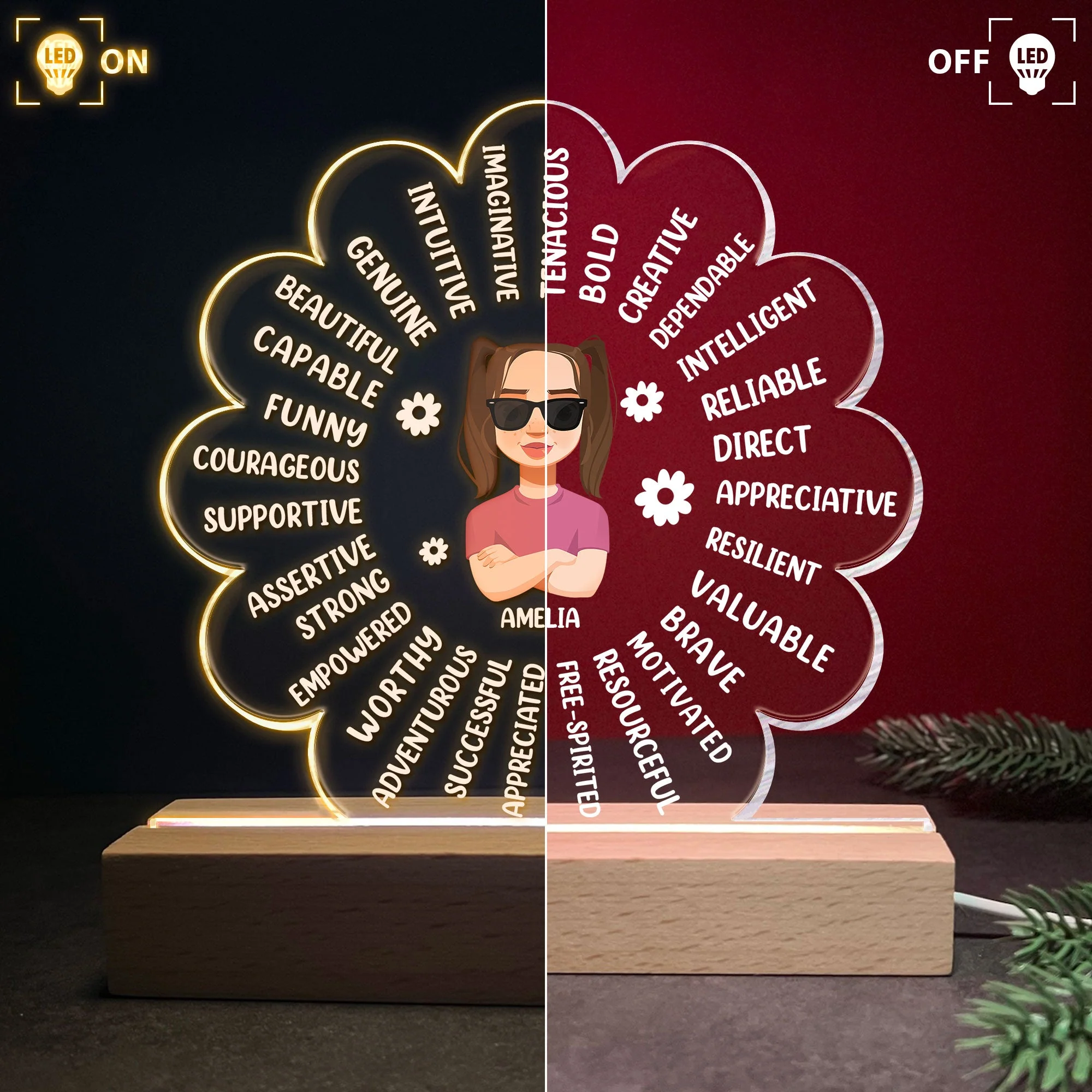 Kid's Affirmations Flower - Personalized LED Light - Image 3