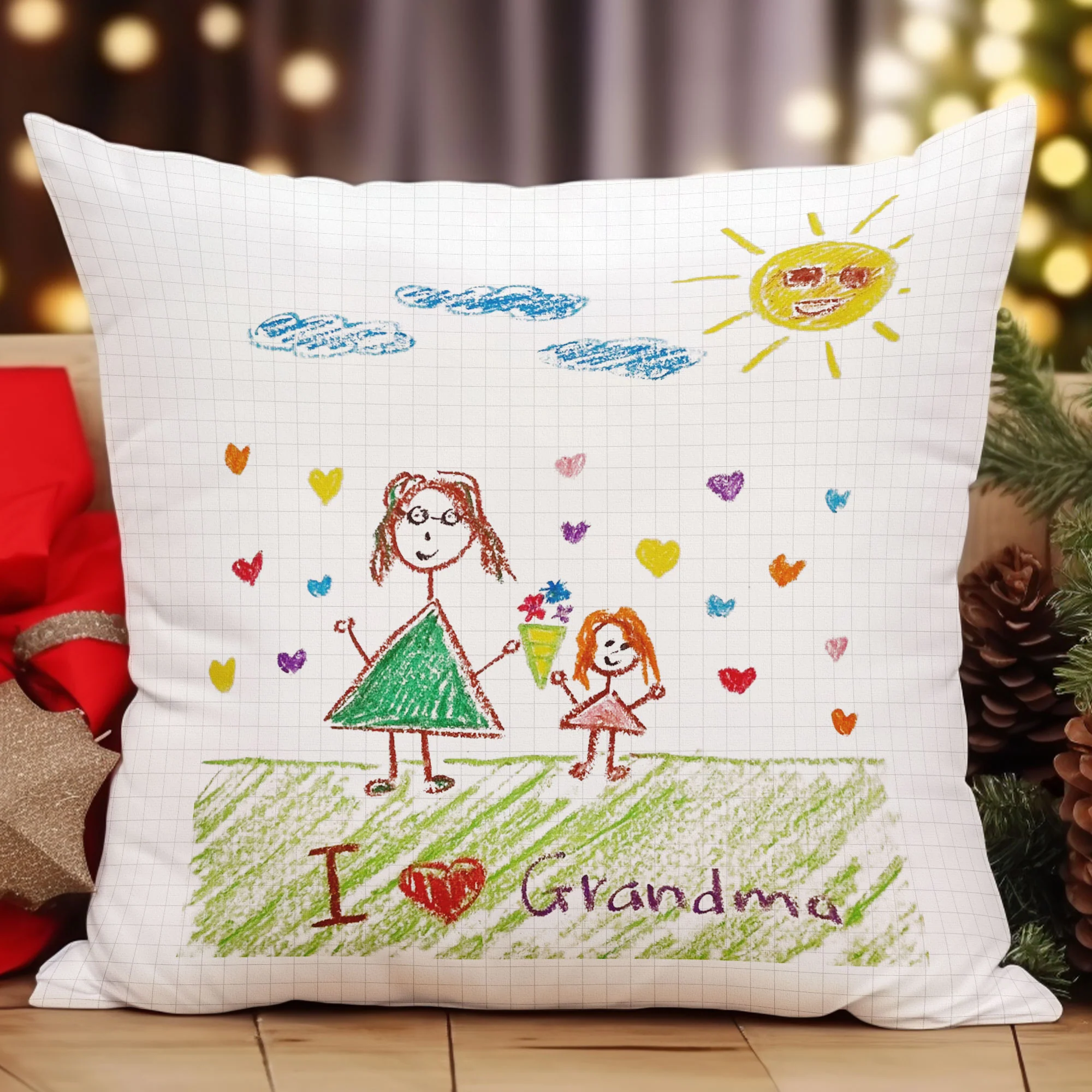 Kid's Artwork - Personalized Photo Pillow (Insert Included) - Image 2