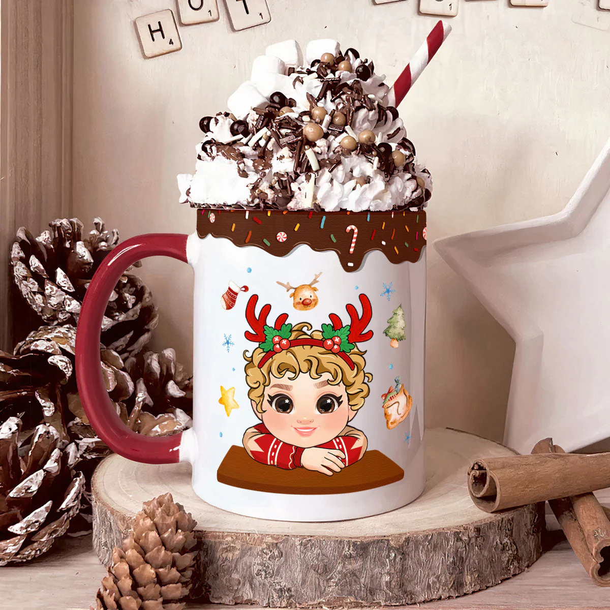 Kid's Hot Chocolate Christmas Mug - Personalized Accent Mug - Image 2