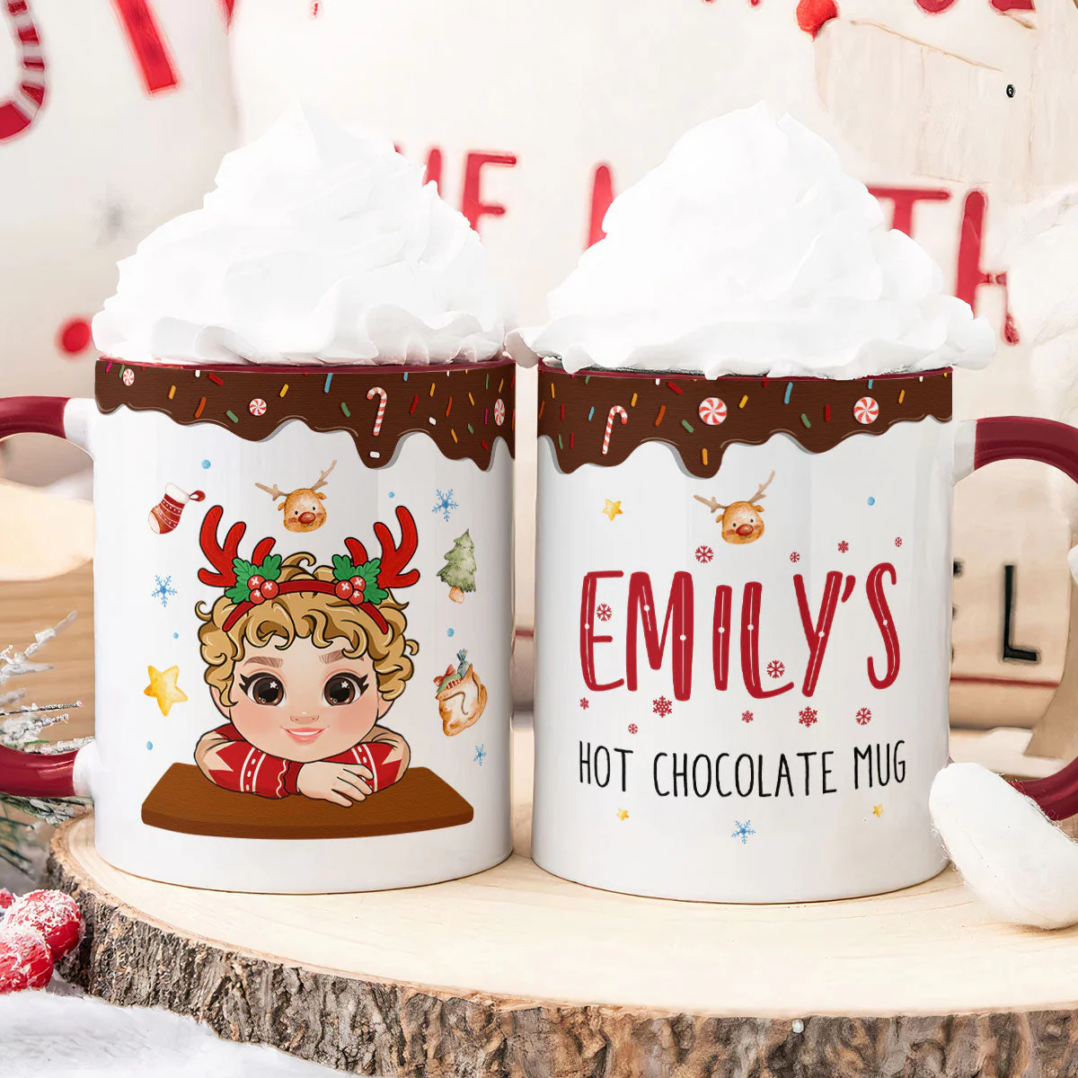 Kid's Hot Chocolate Christmas Mug - Personalized Accent Mug - Image 4