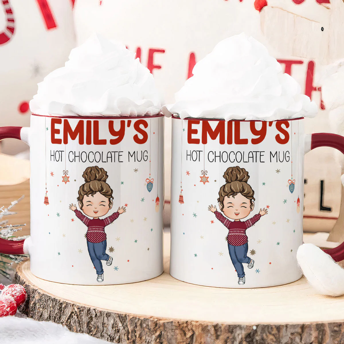 Kid's Hot Chocolate Christmas Mug - Personalized Accent Mug - Image 4