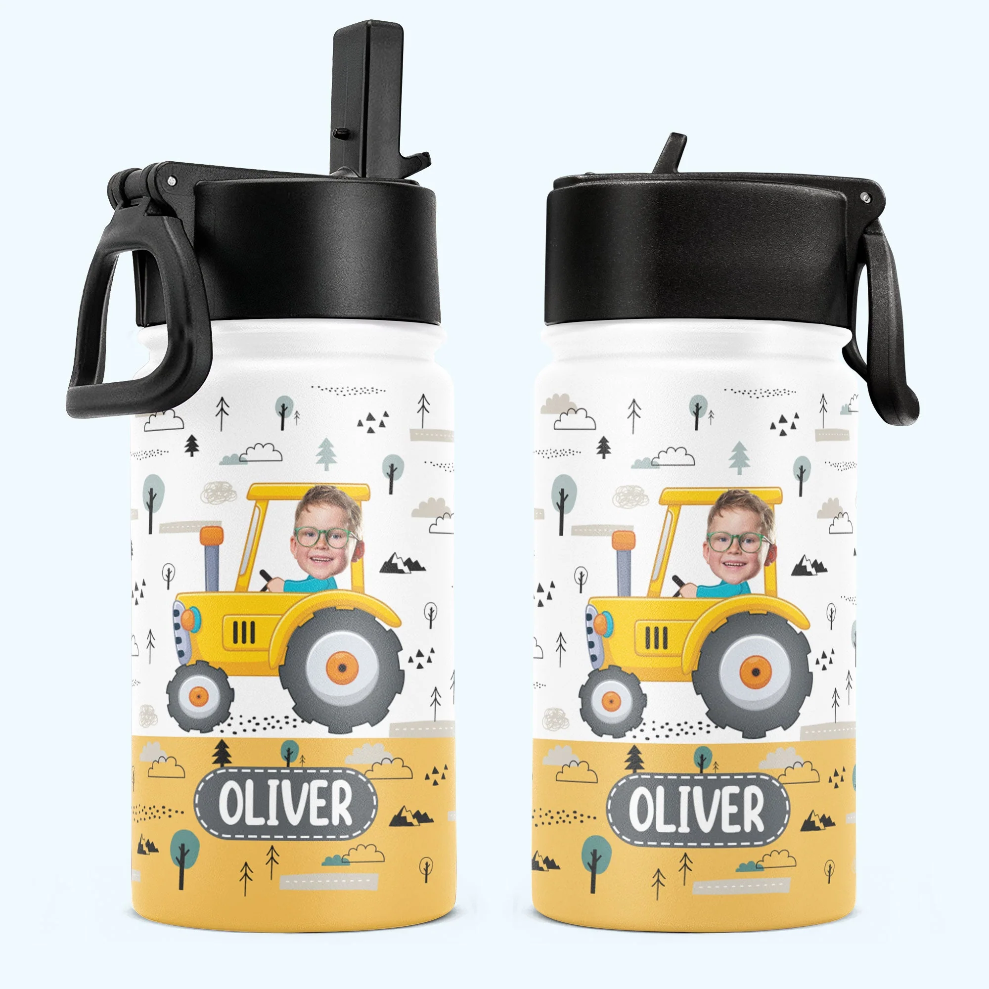 Kids Riding Vehicle - Personalized Photo Kids Water Bottle With Straw Lid - Image 4