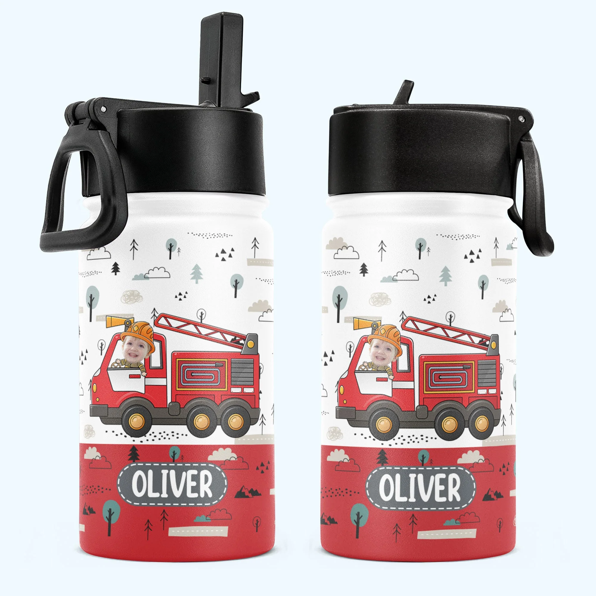 Kids Riding Vehicle - Personalized Photo Kids Water Bottle With Straw Lid - Image 5