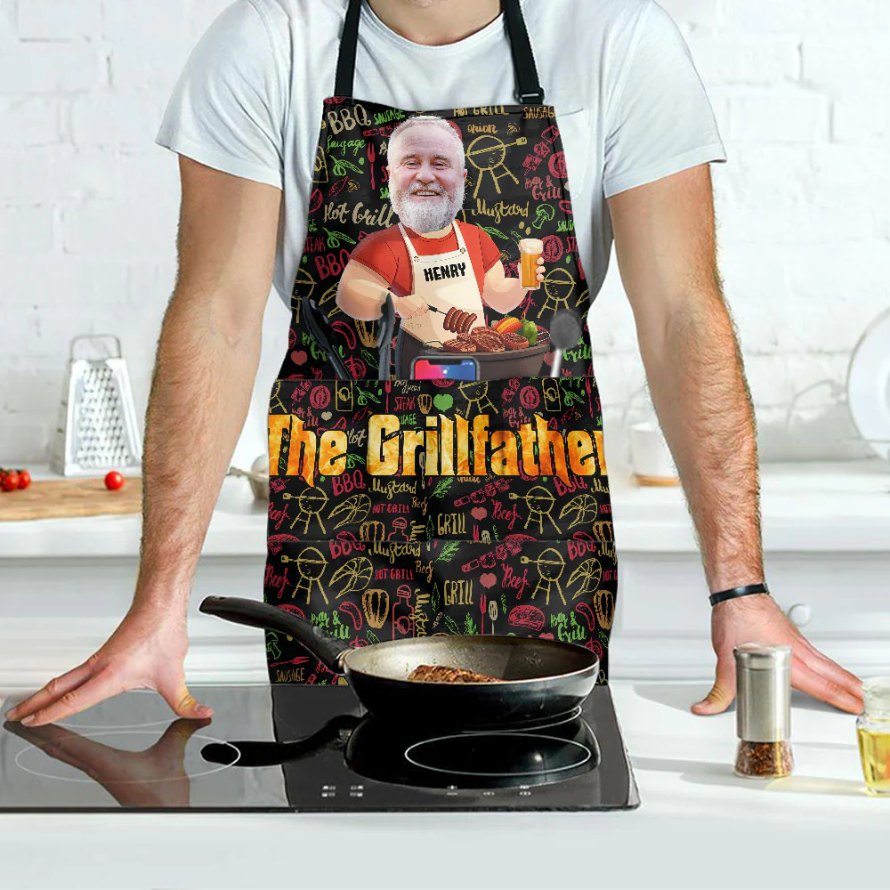 King Of Bbq Grill Master - Personalized Photo Apron - Image 4