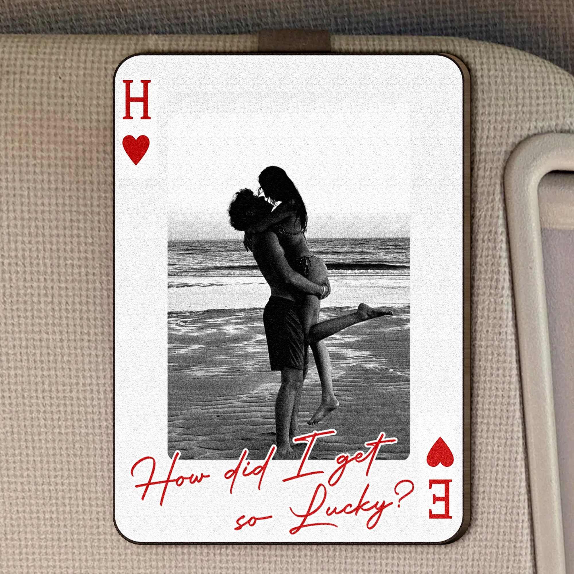 King & Queen Custom Couples Photo Drive Safe I Love You We're A Perfect Pair - Personalized Wooden Photo Car Visor Clip - Image 2