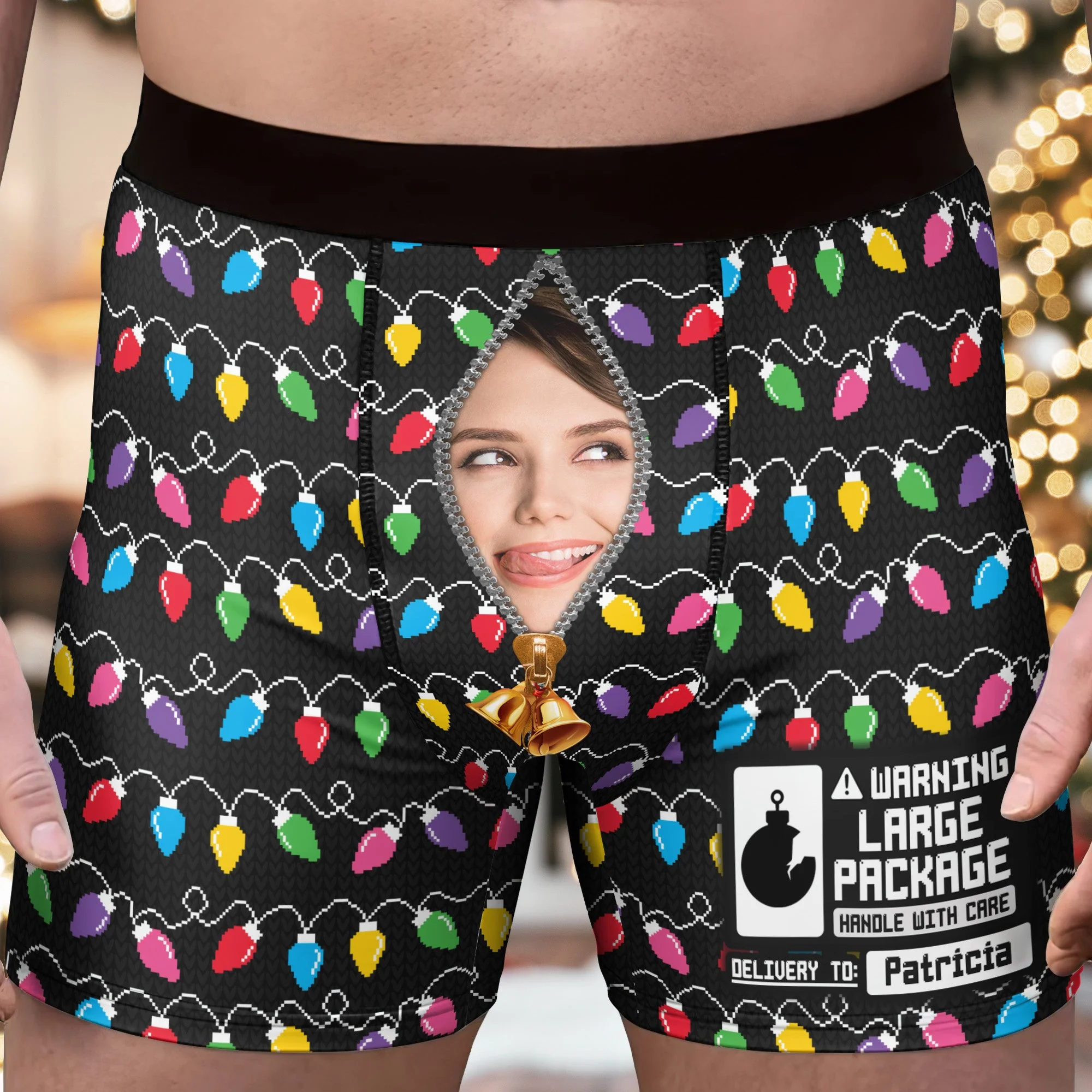 Large Package Christmas Version For Husband, Boyfriend - Personalized Photo Men's Boxer Briefs