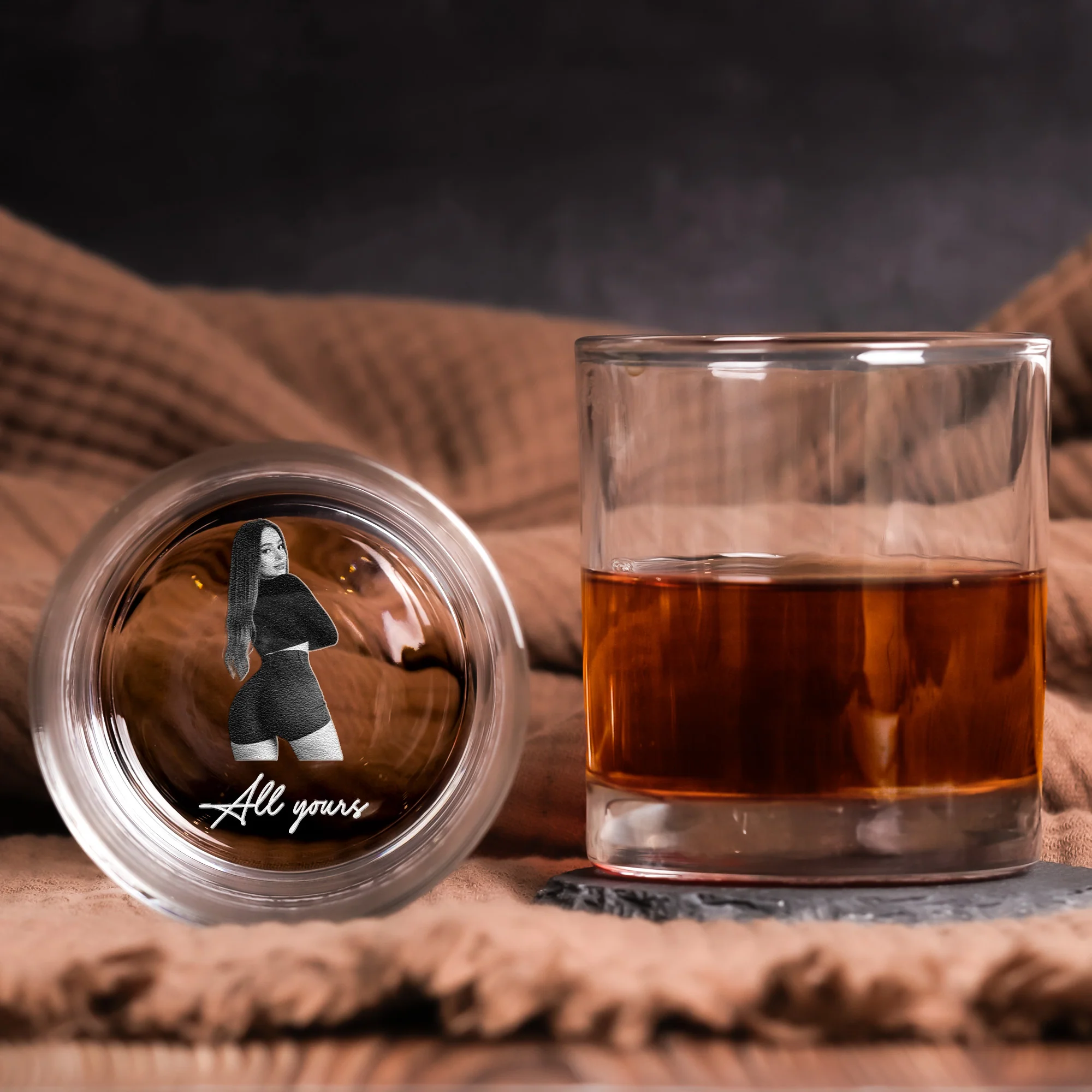 Laser-Engraved Glass With Spicy Photo For Him, Husband, Boyfriend - Personalized Whiskey Glass With Photo - Image 2