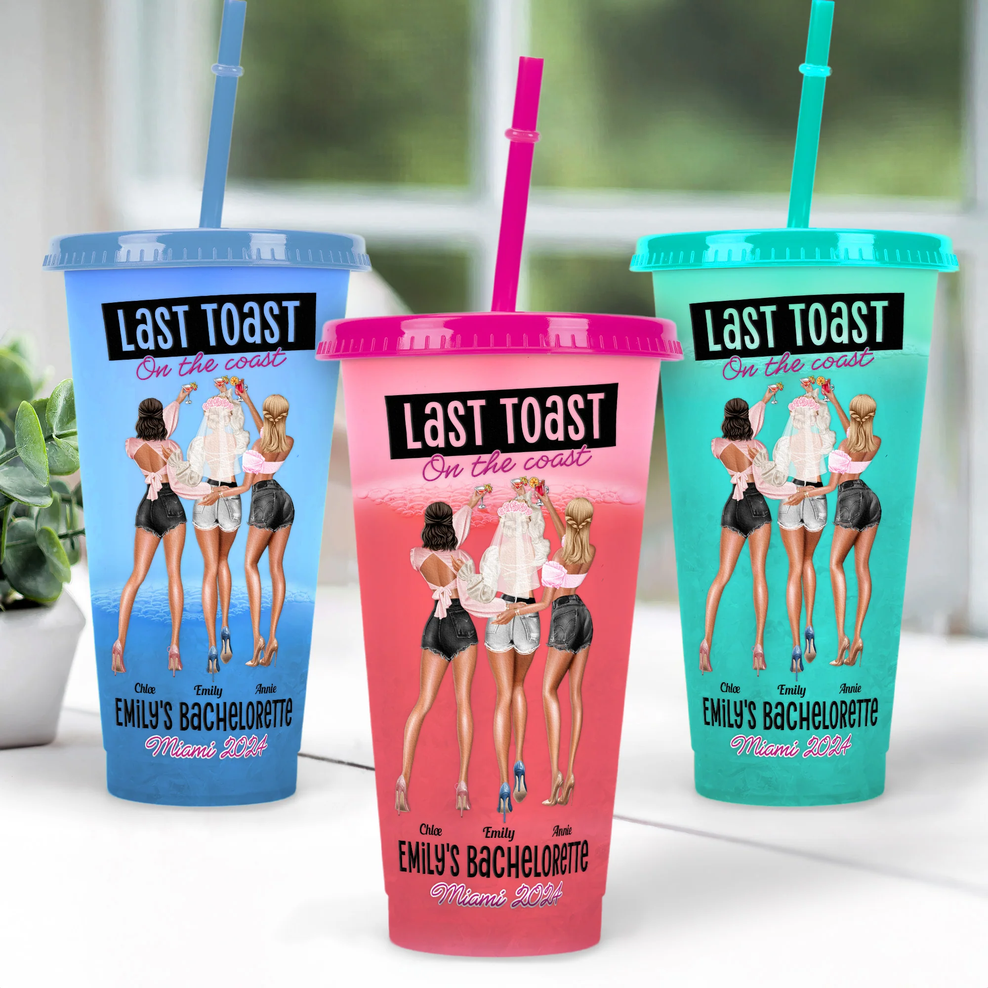 Last Toast On The Coast Bachelorette Gift - Personalized Color Changing Cup - Image 2