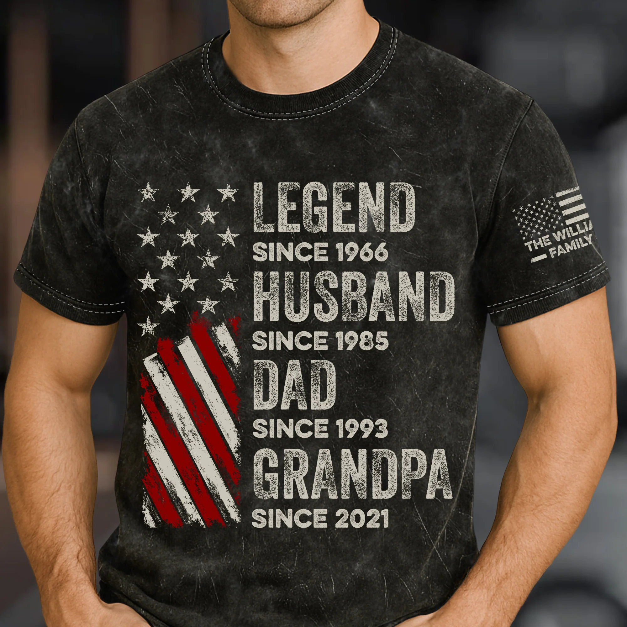 Legend, Husband, Dad And Grandpa - Personalized Acid Wash T‑Shirt - Image 5