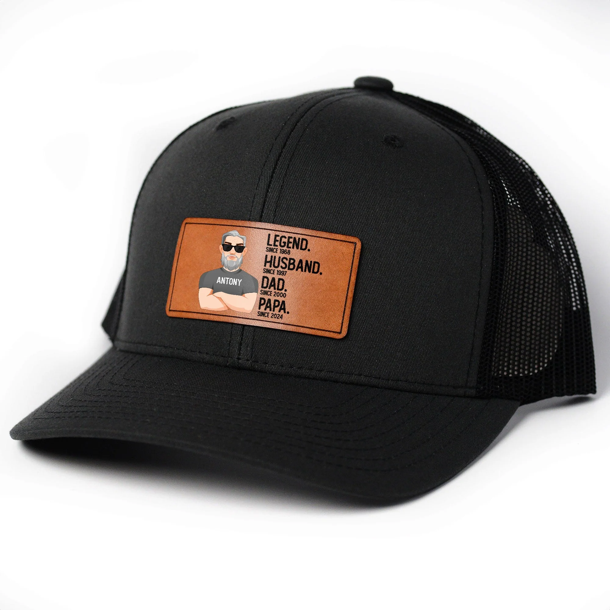 Legend Husband Dad Papa - Personalized Leather Patch Hat - Image 4