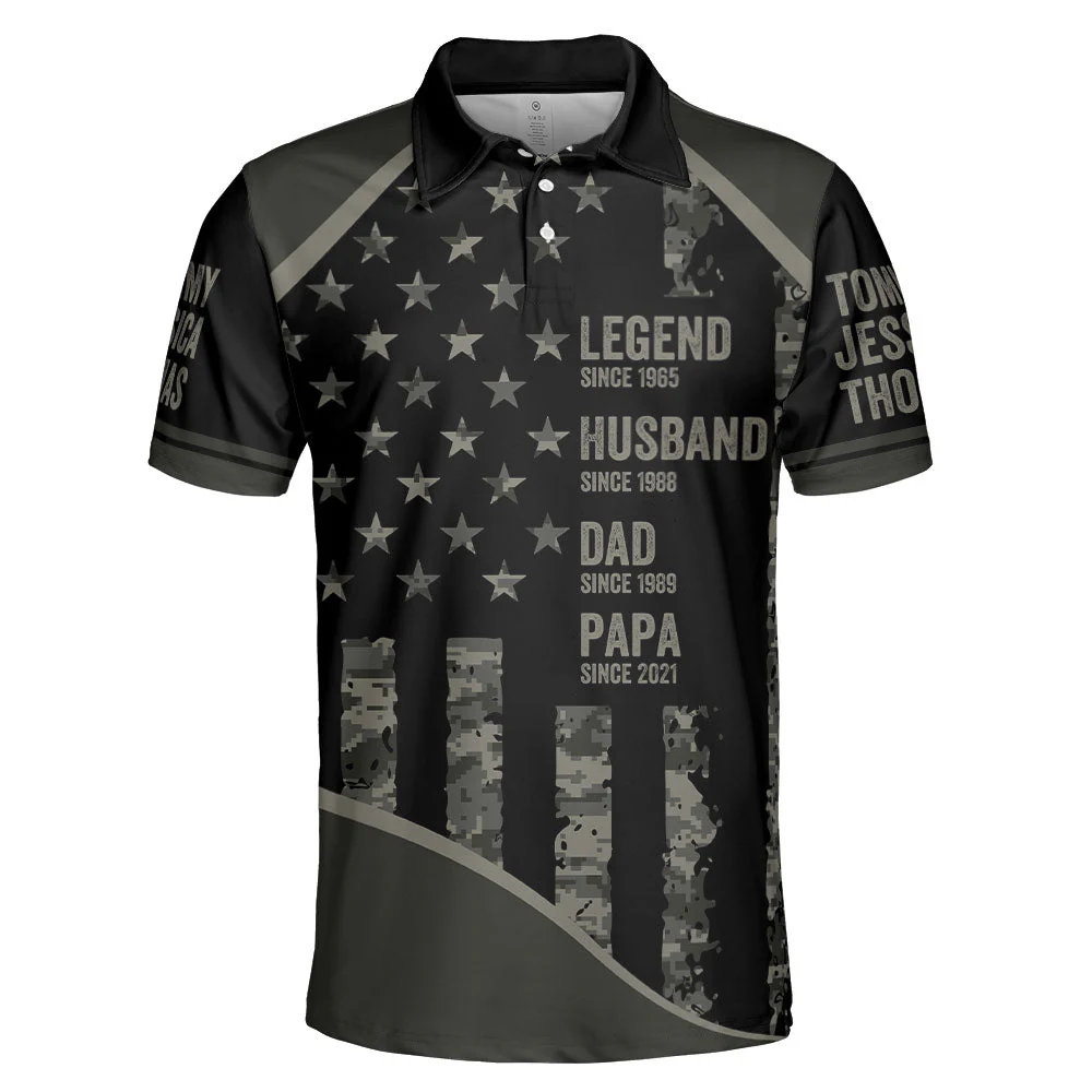 Legend, Husband, Dad, Papa - Personalized Polo Shirt - Image 3