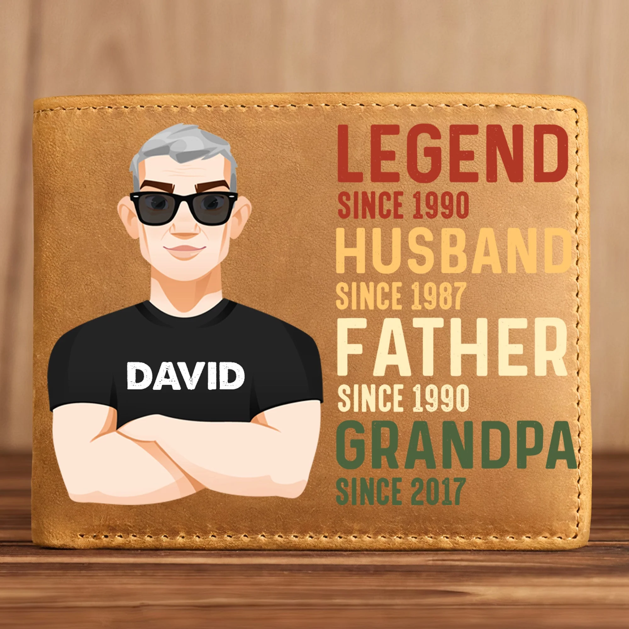 Legend Husband Daddy Grandpa Custom Title - Personalized Leather Wallet - Image 3