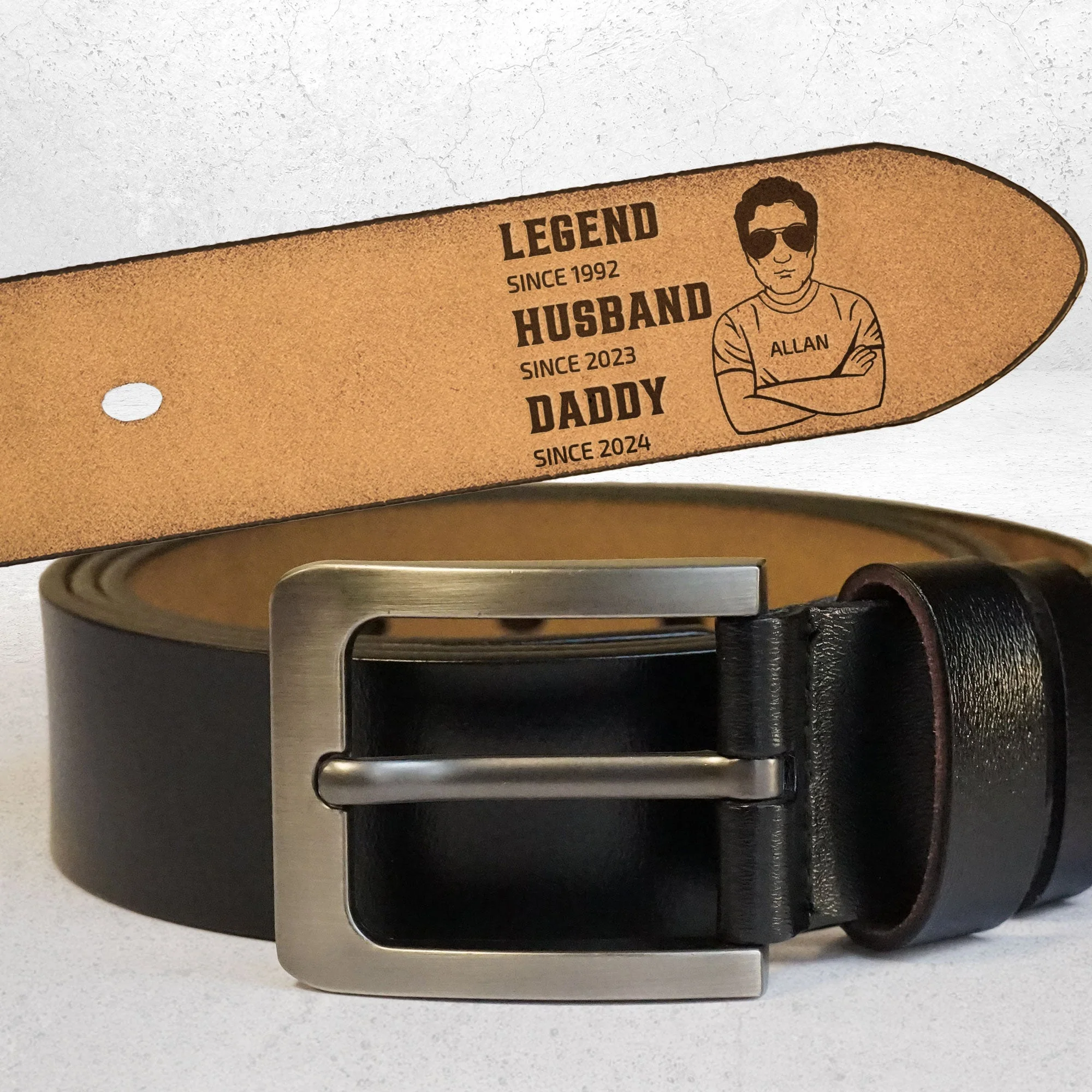 Legend Husband Daddy - Personalized Engraved Leather Belt - Image 5