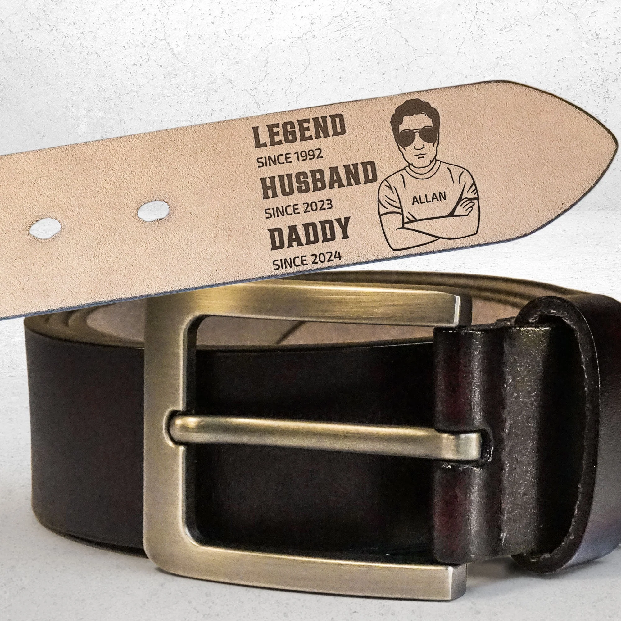 Legend Husband Daddy - Personalized Engraved Leather Belt - Image 6