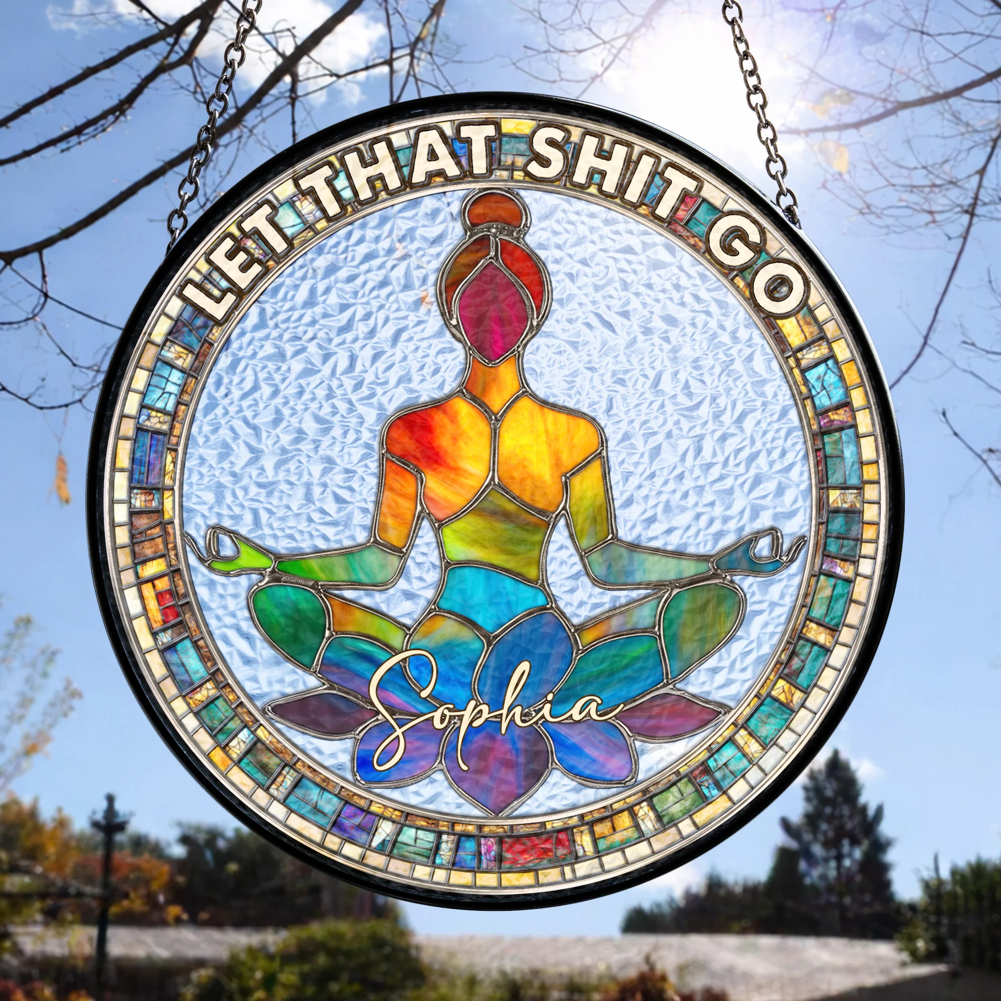 Let That Sh!T Go - Personalized Window Hanging Suncatcher - Image 4