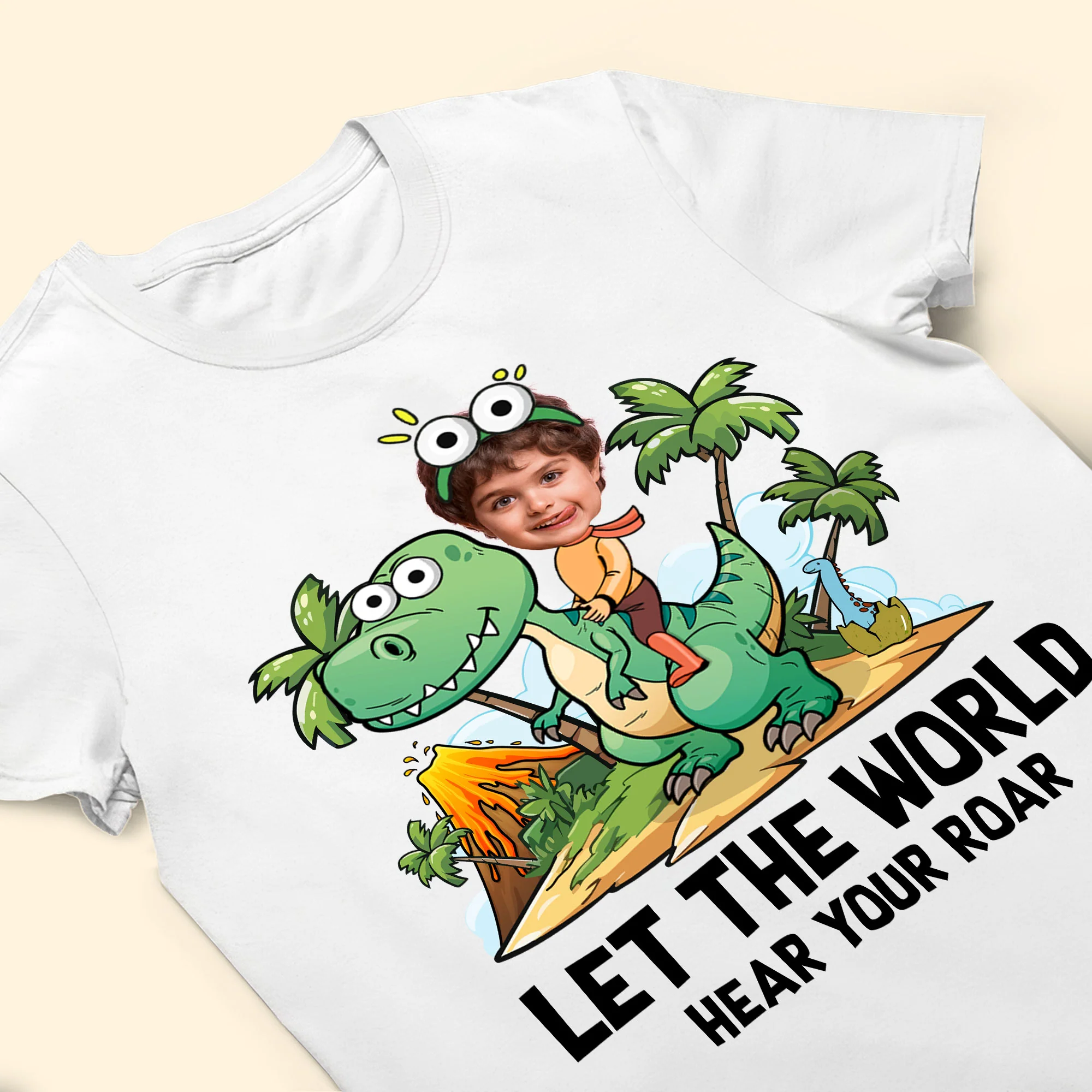 Let The World Hear Your Roar Cute Dinosaur Kid Shirt - Personalized Photo Shirt - Image 6
