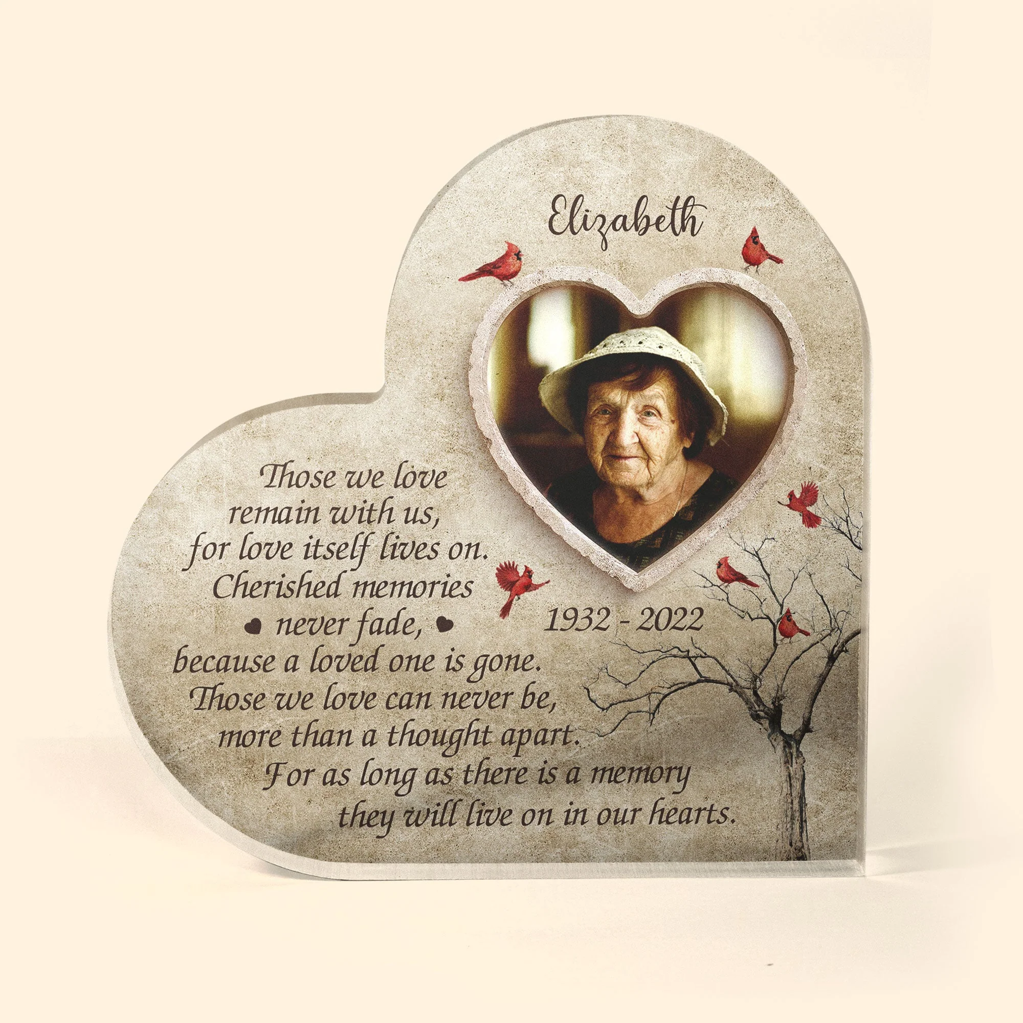 Let's Make Memories They’ll Live On In Our Hearts - Personalized Heart Shaped Acrylic Plaque - Memorial, Loving Gift For Dad, Mom, Grandpa, Grandma, Family With Lost Members - Image 2