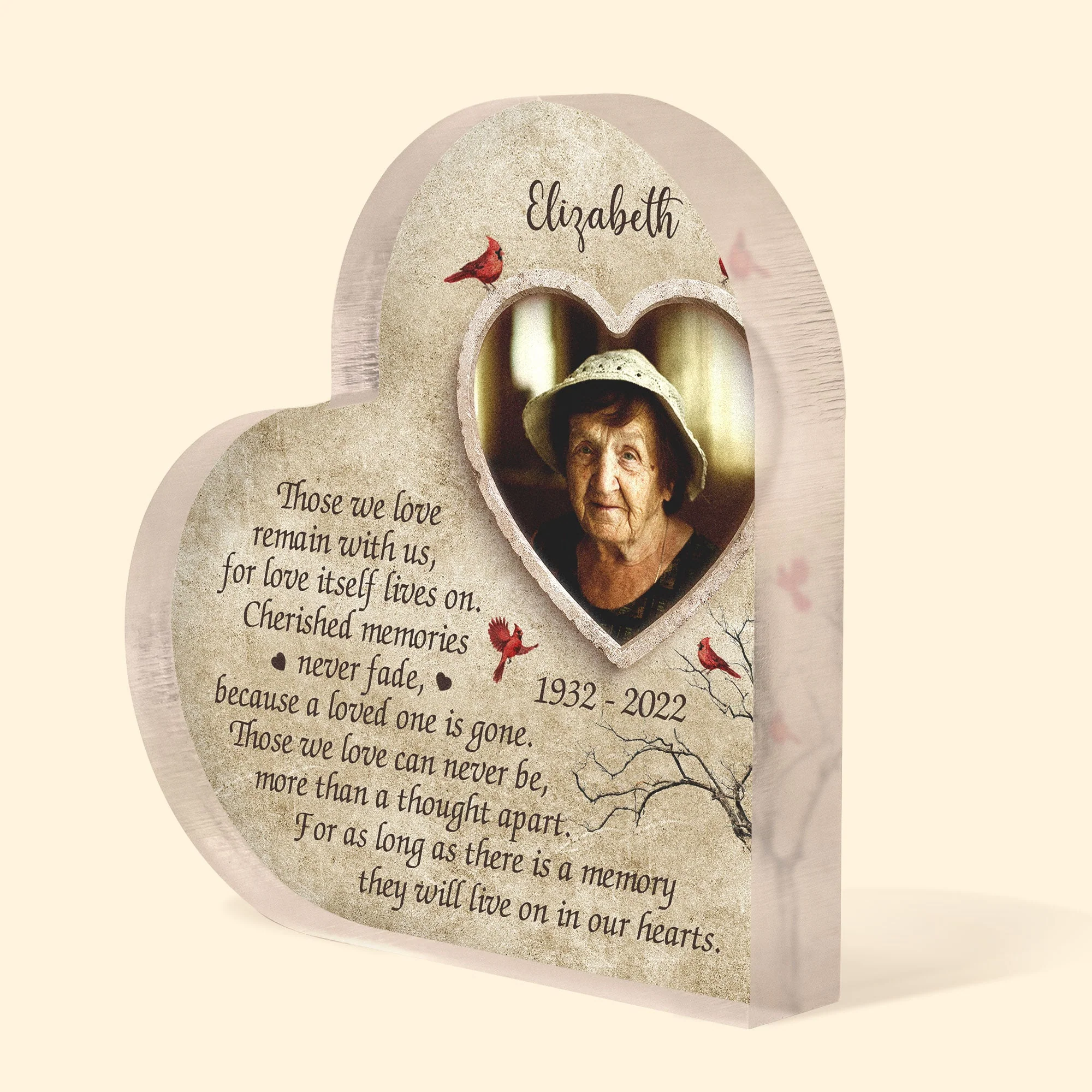 Let's Make Memories They’ll Live On In Our Hearts - Personalized Heart Shaped Acrylic Plaque - Memorial, Loving Gift For Dad, Mom, Grandpa, Grandma, Family With Lost Members - Image 3