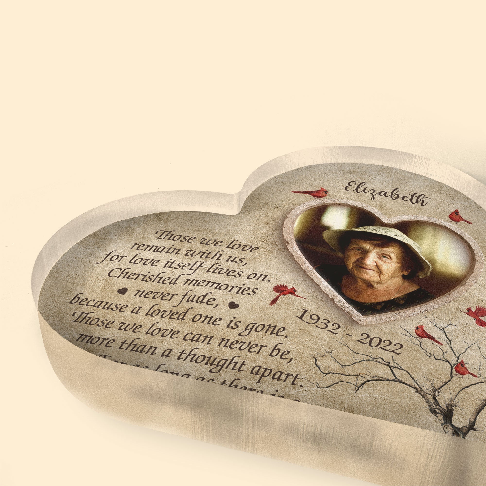 Let's Make Memories They’ll Live On In Our Hearts - Personalized Heart Shaped Acrylic Plaque - Memorial, Loving Gift For Dad, Mom, Grandpa, Grandma, Family With Lost Members - Image 4