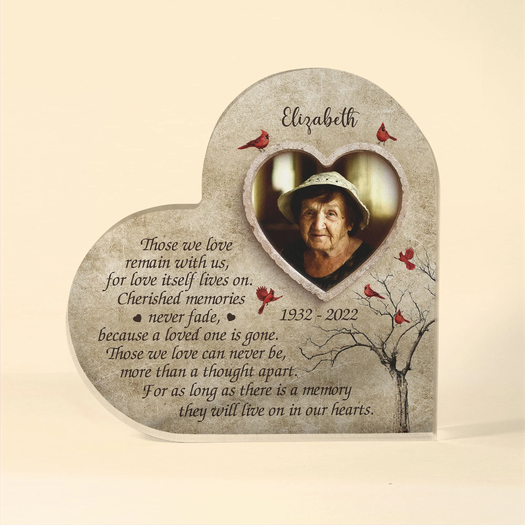 Let's Make Memories They’ll Live On In Our Hearts - Personalized Heart Shaped Acrylic Plaque - Memorial, Loving Gift For Dad, Mom, Grandpa, Grandma, Family With Lost Members - Image 5