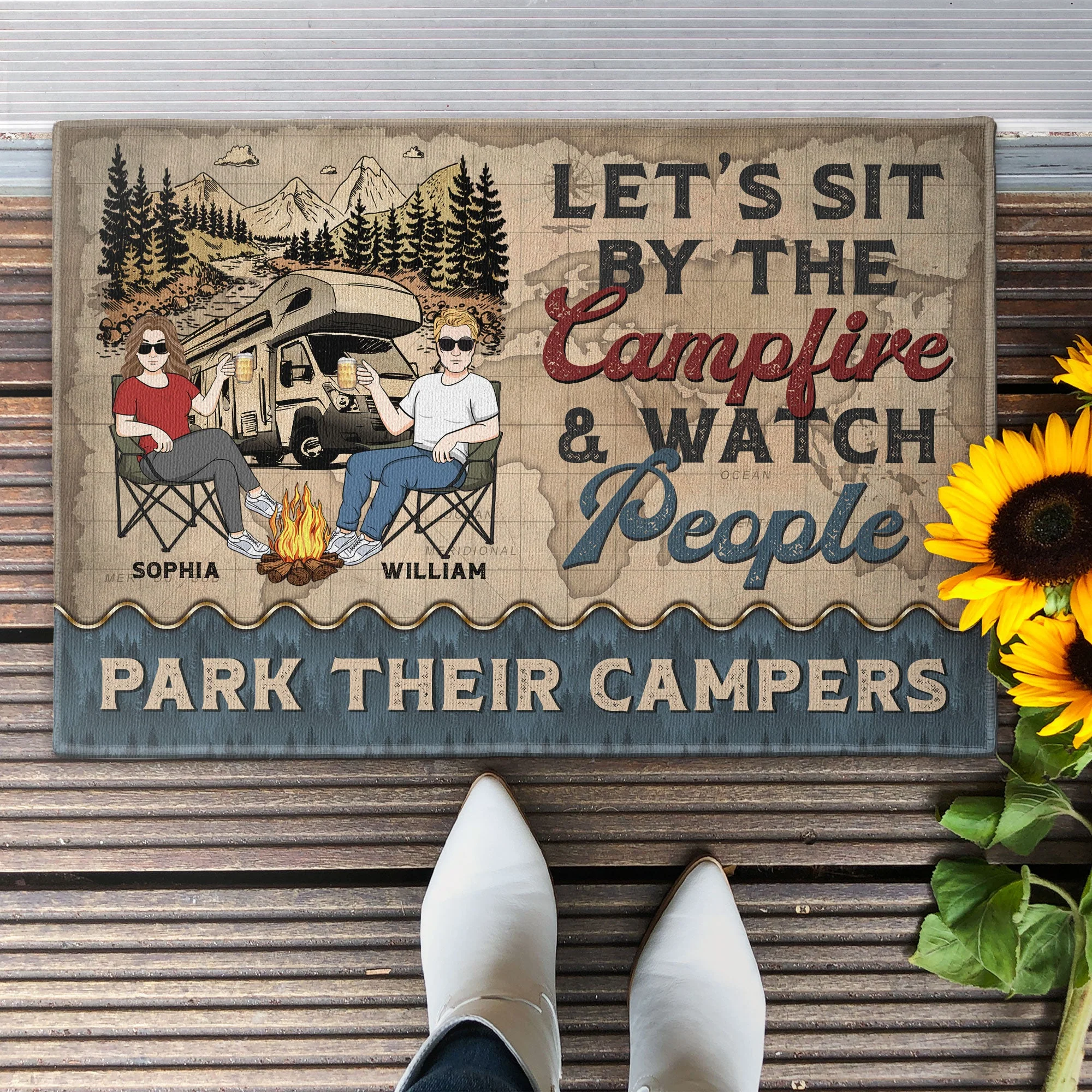Let's Sit By The Campfire - Personalized Doormat - Image 2