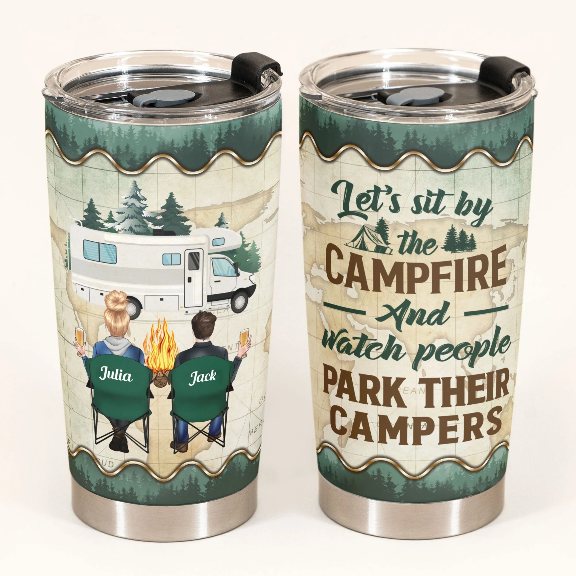 Let's Sit By The Campfire - Personalized Tumbler Cup - Birthday, Christmas Gift For Camping Friends - Image 2