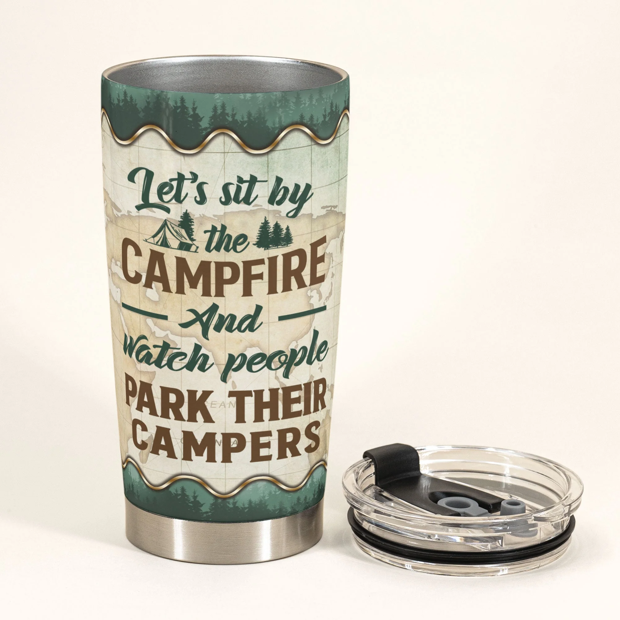 Let's Sit By The Campfire - Personalized Tumbler Cup - Birthday, Christmas Gift For Camping Friends - Image 3