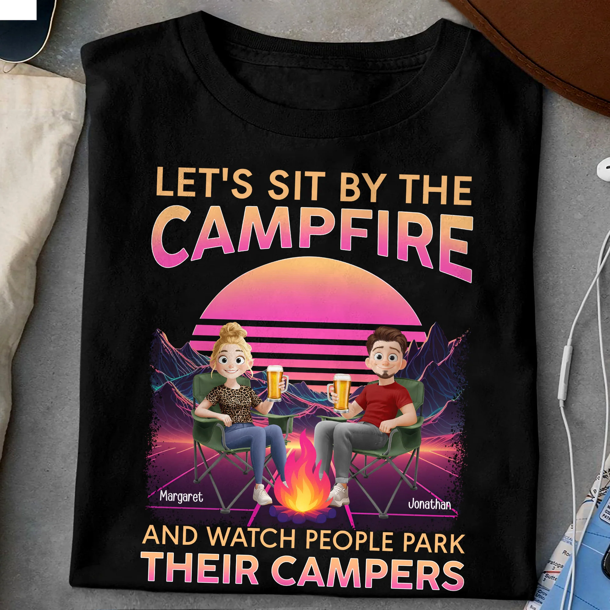 Let's Sit By The Campfire Watch People Park Their Campers - Personalized Shirt - Image 3