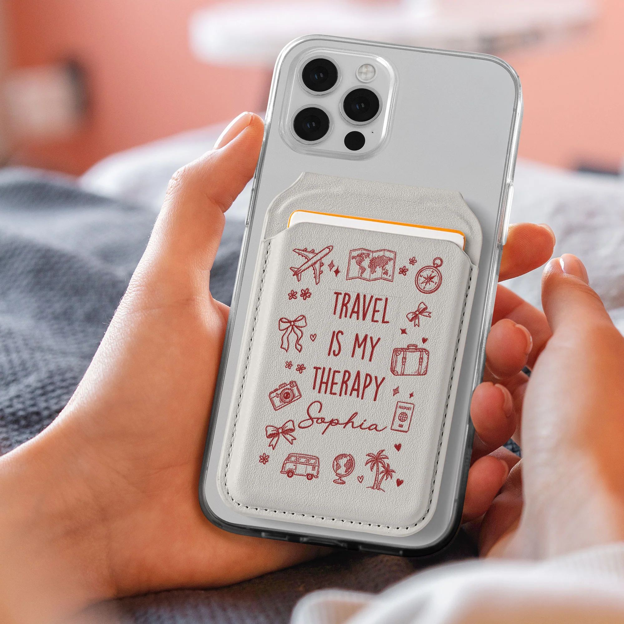 Let's Travel The World - Personalized Wallet Compatible With Magsafe - Image 3