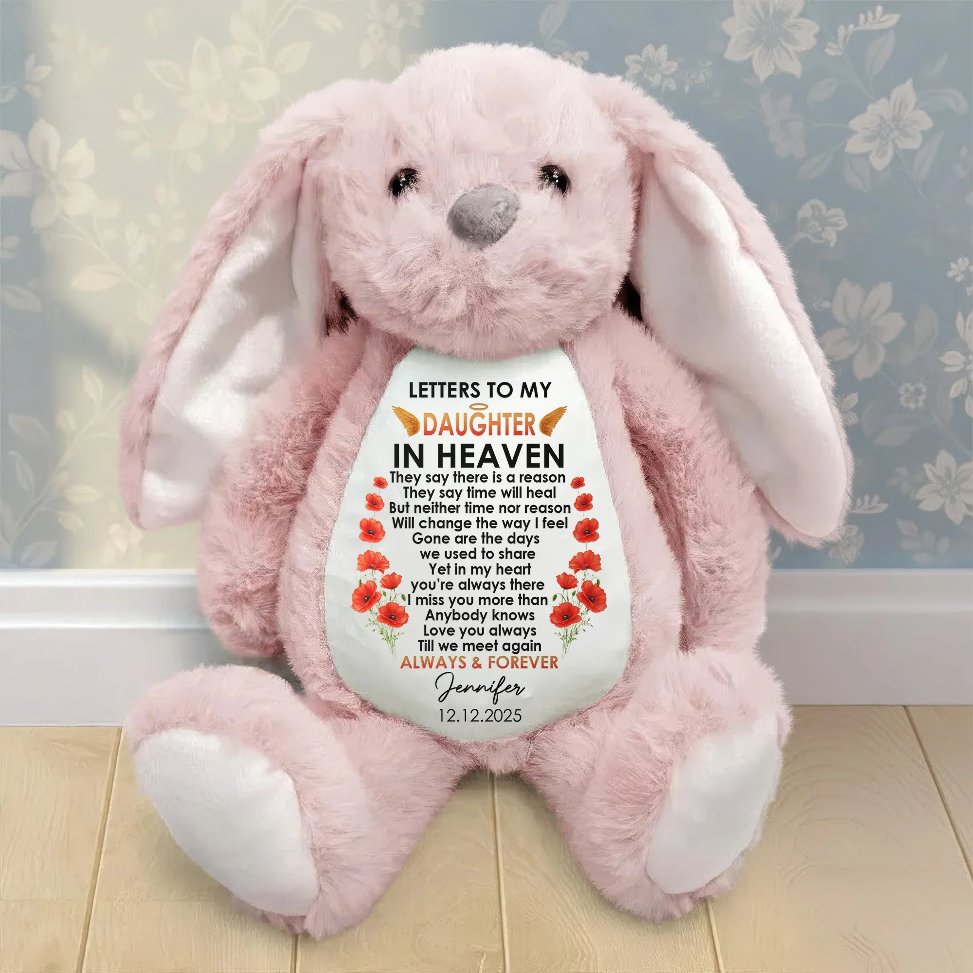 Letters To My Son Memorial Gift - Personalized Bunny Plush - Image 2