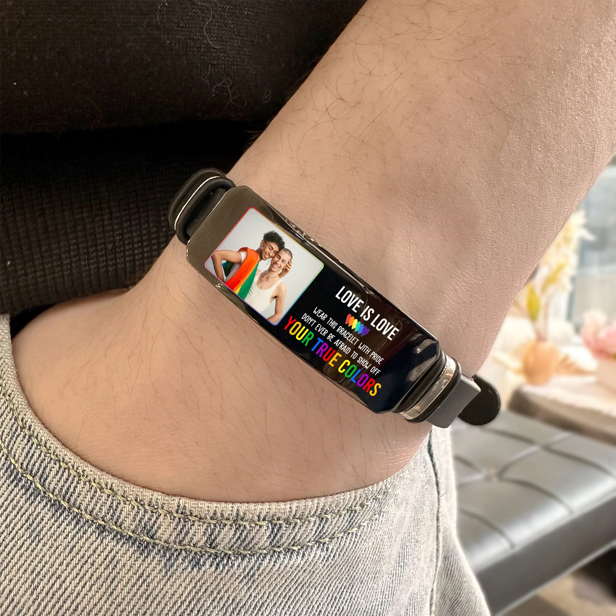 LGBT Show Off Your True Colors Love Is Love Pride - Personalized Photo Bracelet - Image 4