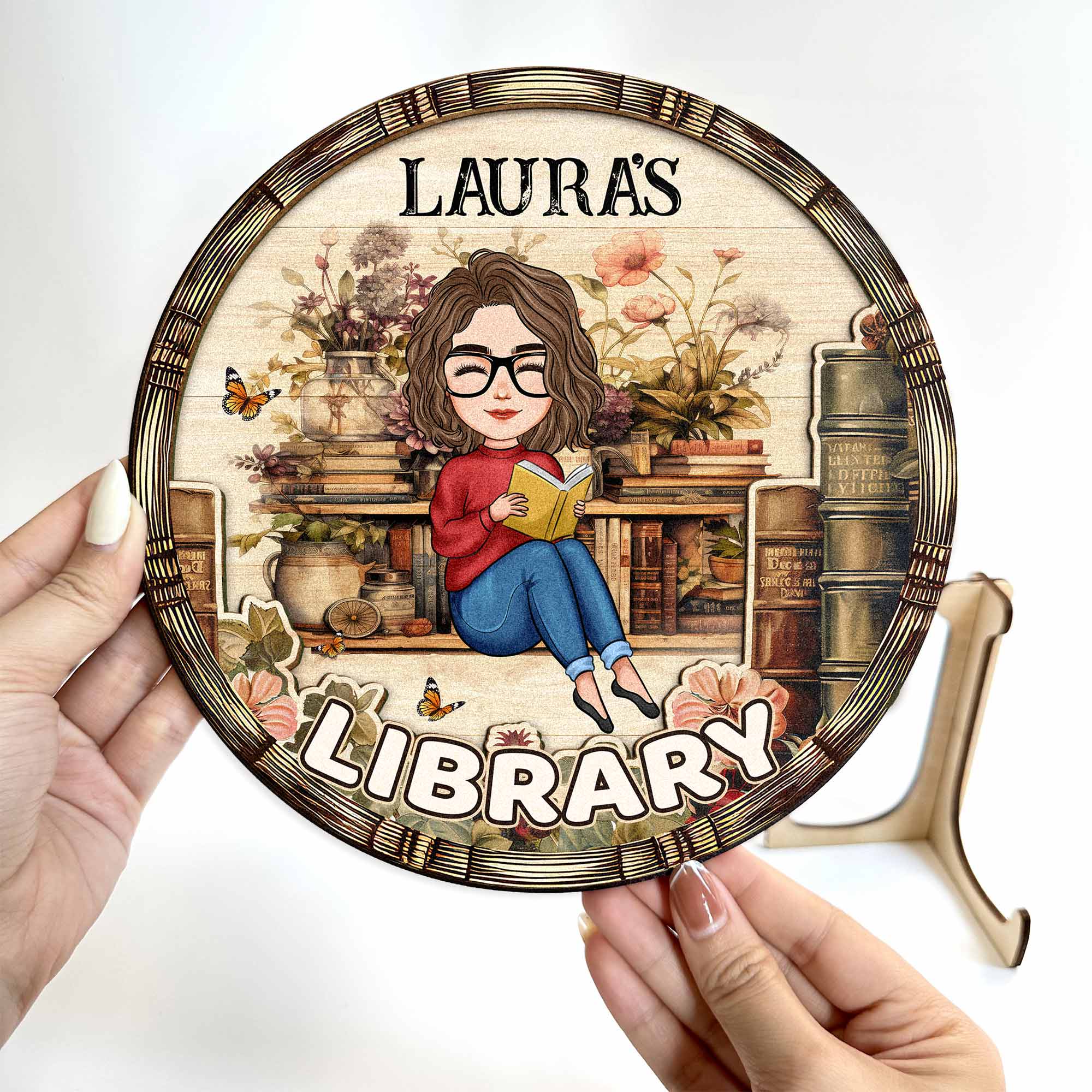 Library Sign Gift For Book Lovers - Personalized Wooden Plaque - Image 5