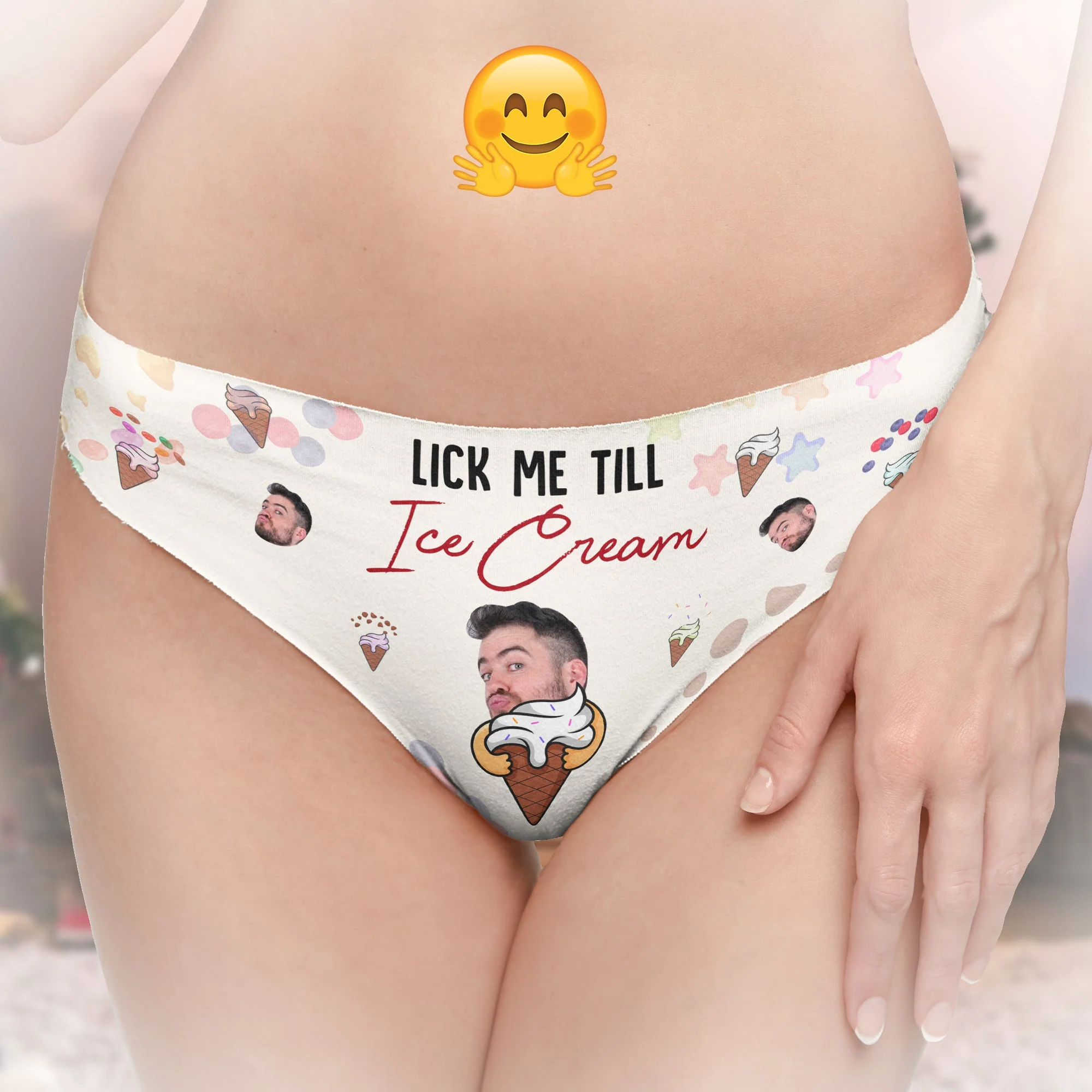 Lick Me Till Ice Cream - Personalized Photo Women's Low-Waisted Brief - Image 3