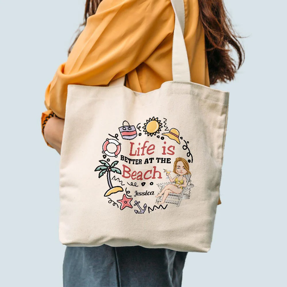 Life Is Better At The Beach - Personalized Tote Bag - Birthday, Vacation Gift For Her, Summer Gift, Beach Lover, Beach Essential Bag - Image 2