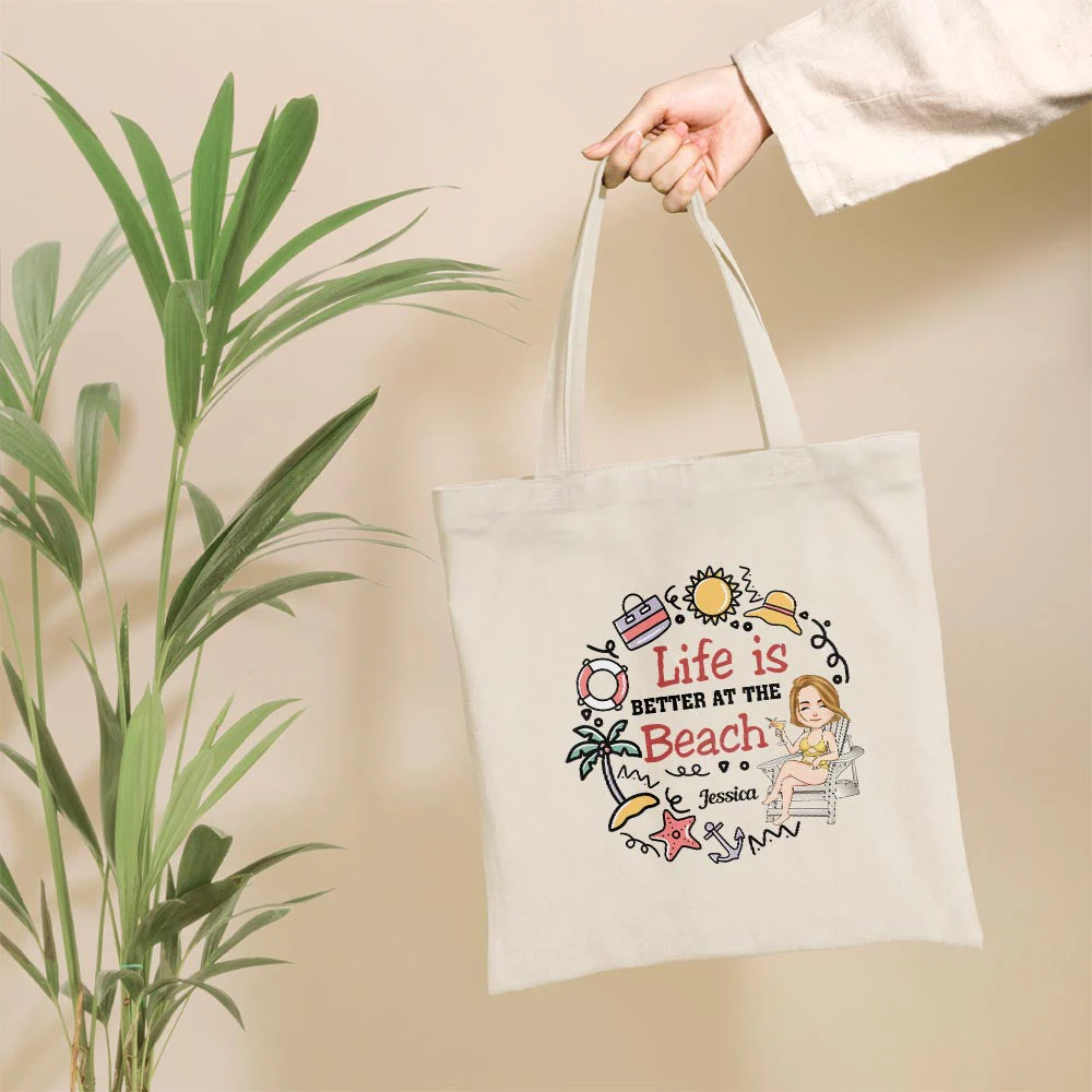 Life Is Better At The Beach - Personalized Tote Bag - Birthday, Vacation Gift For Her, Summer Gift, Beach Lover, Beach Essential Bag - Image 3