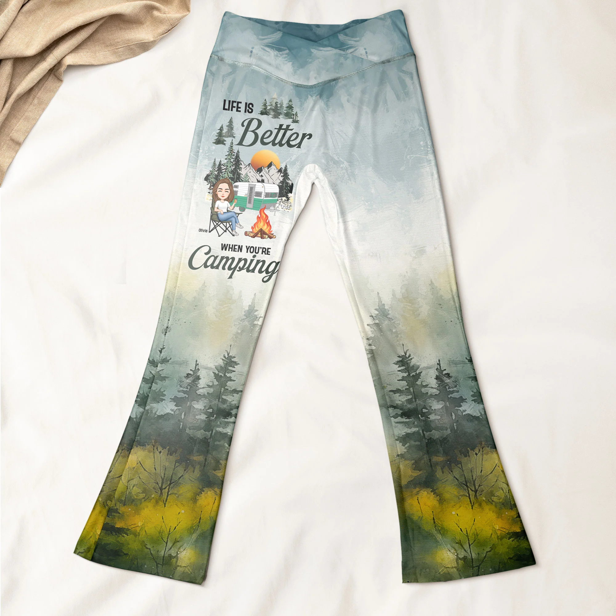 Life Is Better When You're Camping - Personalized Flare Leggings - Image 2