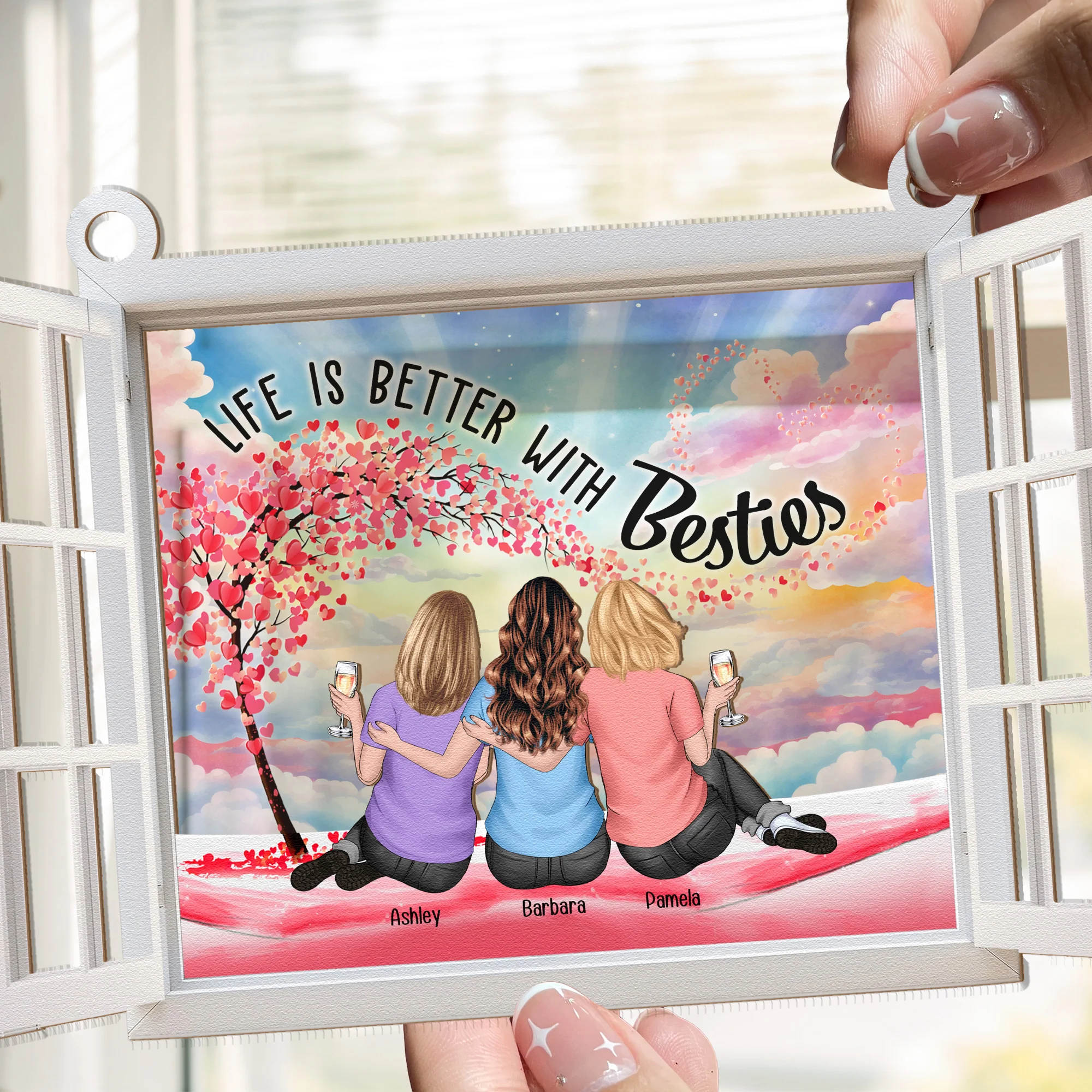 Life Is Better With Besties - Personalized Window Hanging Suncatcher Ornament - Image 2