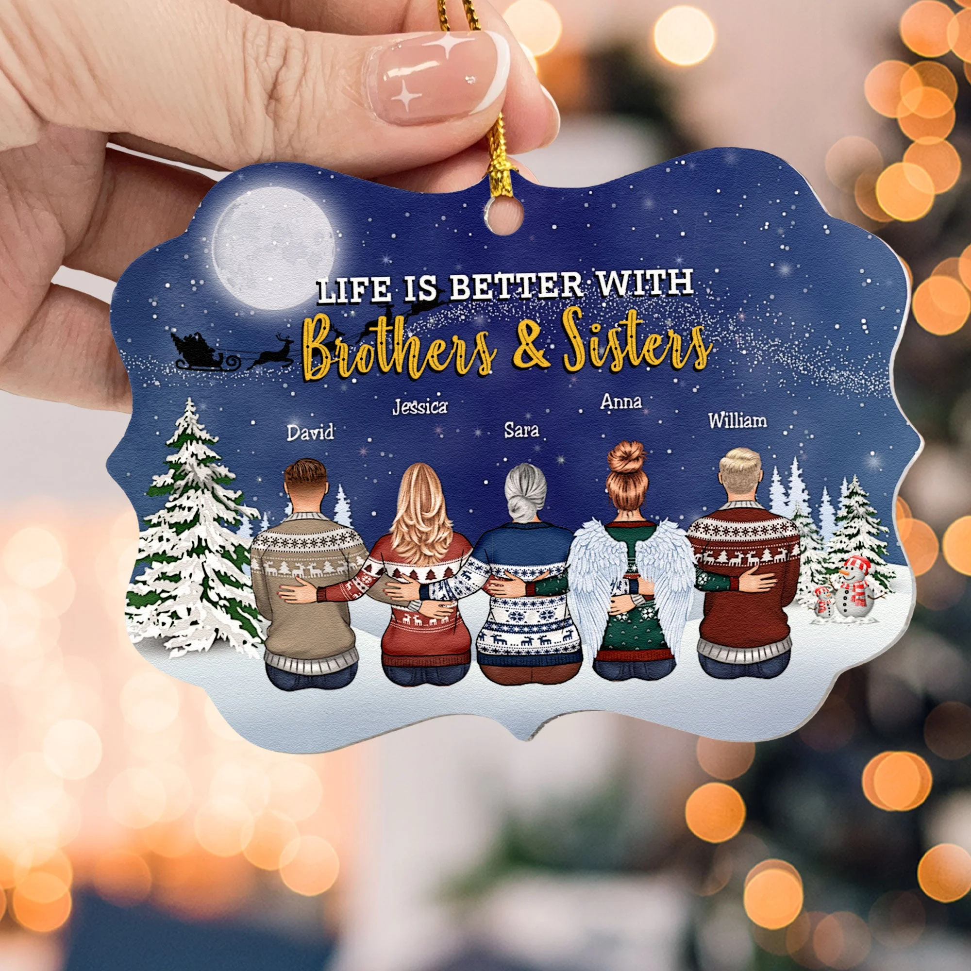 Life Is Better With Brothers And Sisters - Personalized Aluminum, Wooden Ornament - Christmas Gift For Brothers, Sisters, Besties - Image 5
