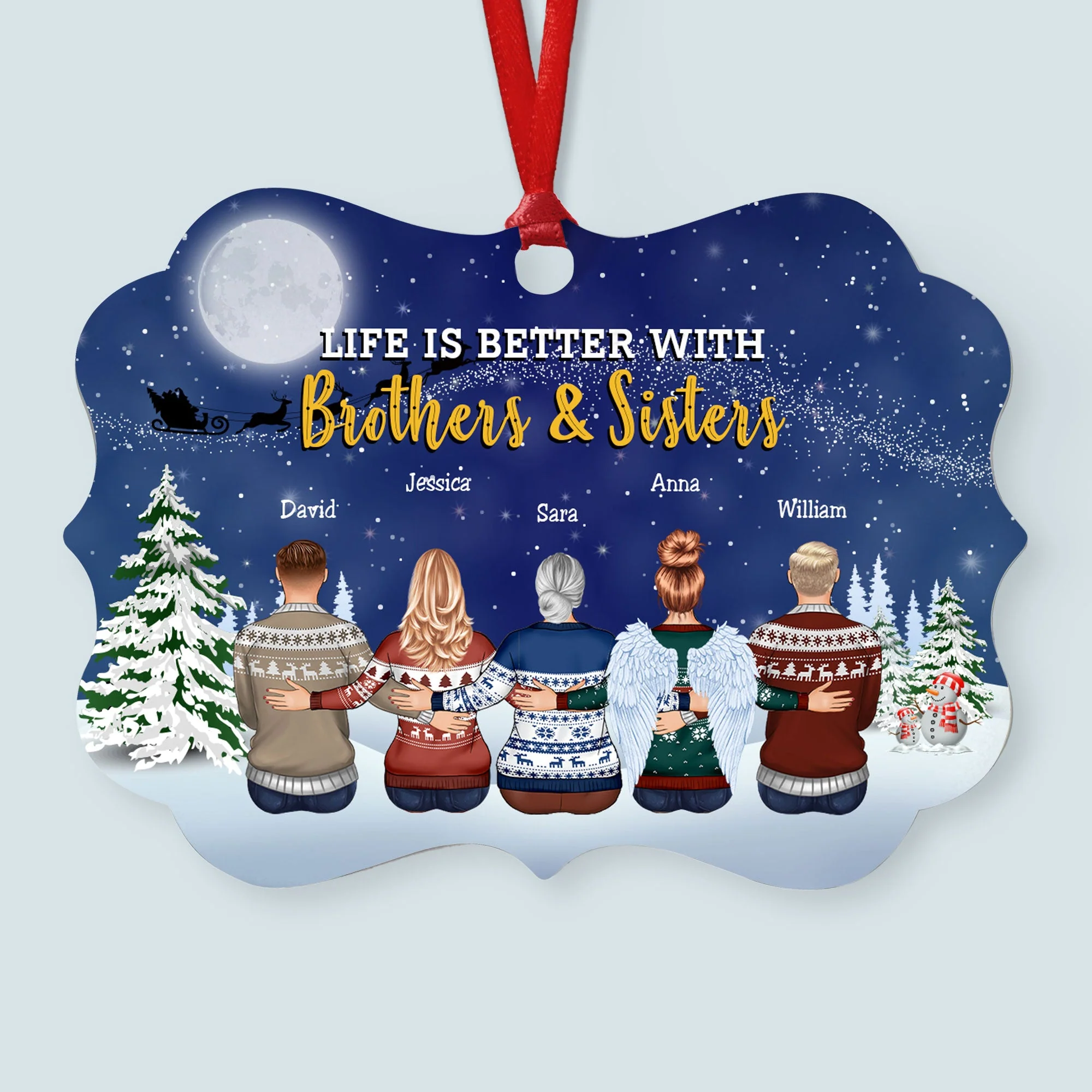 Life Is Better With Brothers And Sisters - Personalized Aluminum, Wooden Ornament - Christmas Gift For Brothers, Sisters, Besties - Image 6